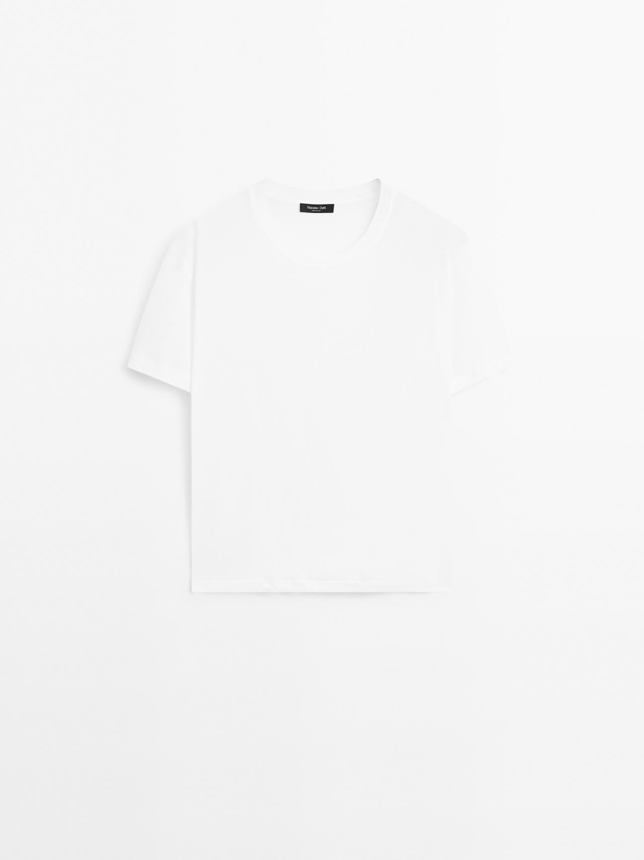Massimo Dutti - Dame - Let, Kortærmet T-Shirt - Hvid - S