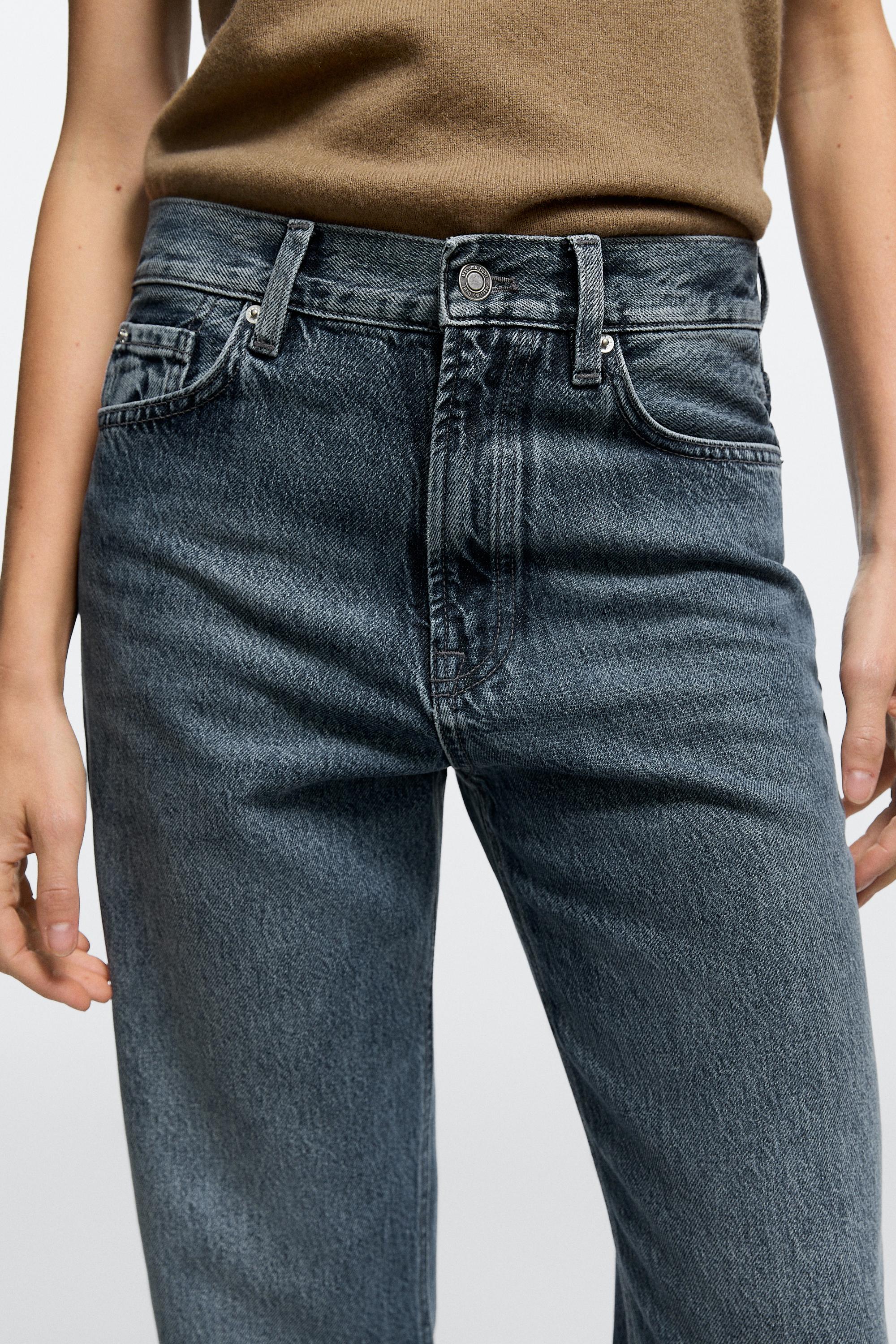 High-waist straight-leg jeans — Light Blue