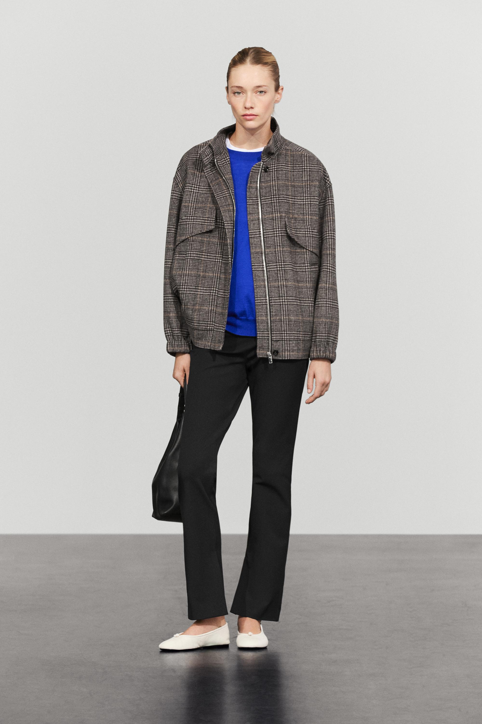 Plaid bomber jacket — BLACK