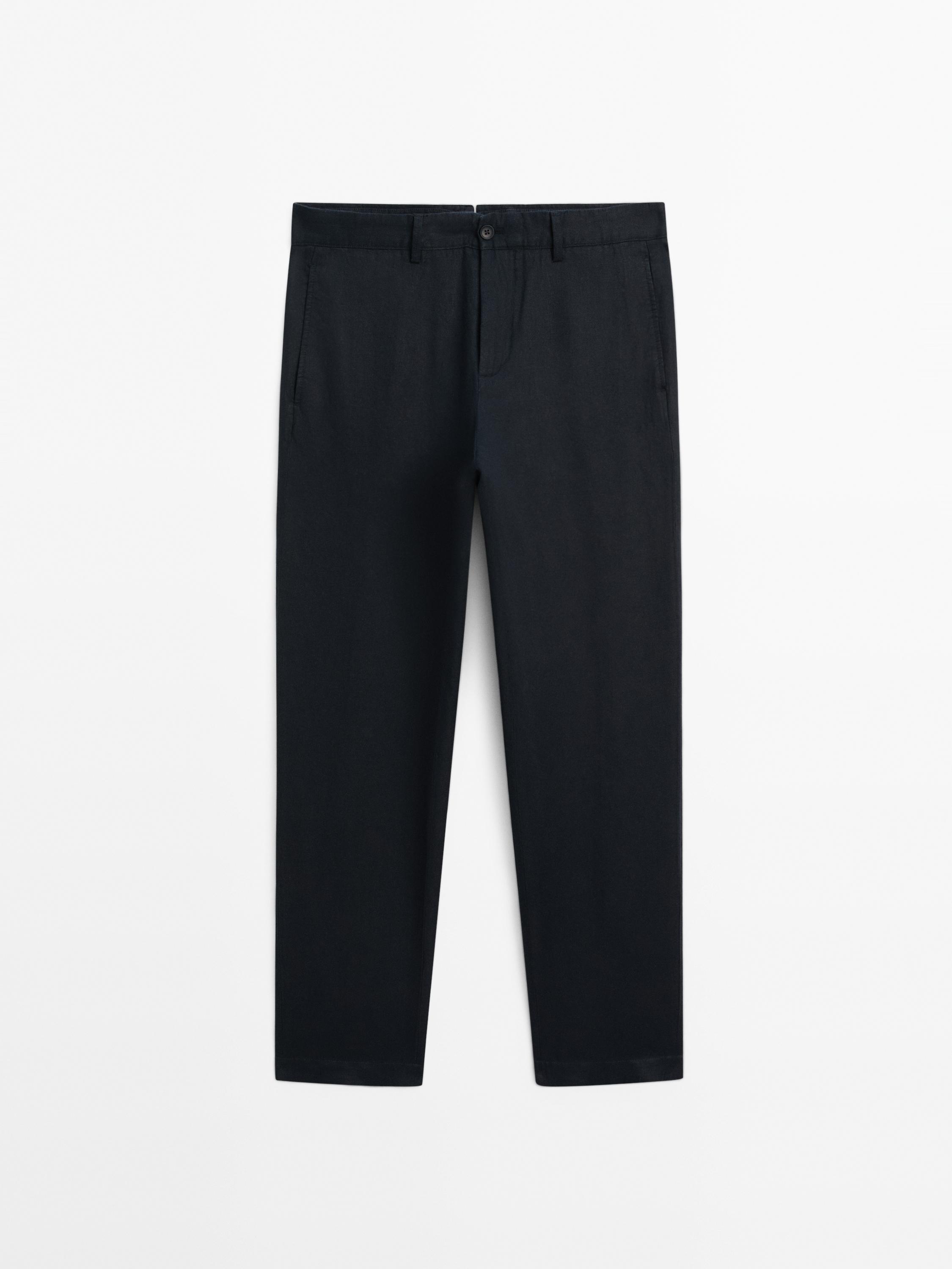 100% linen tapered fit trousers