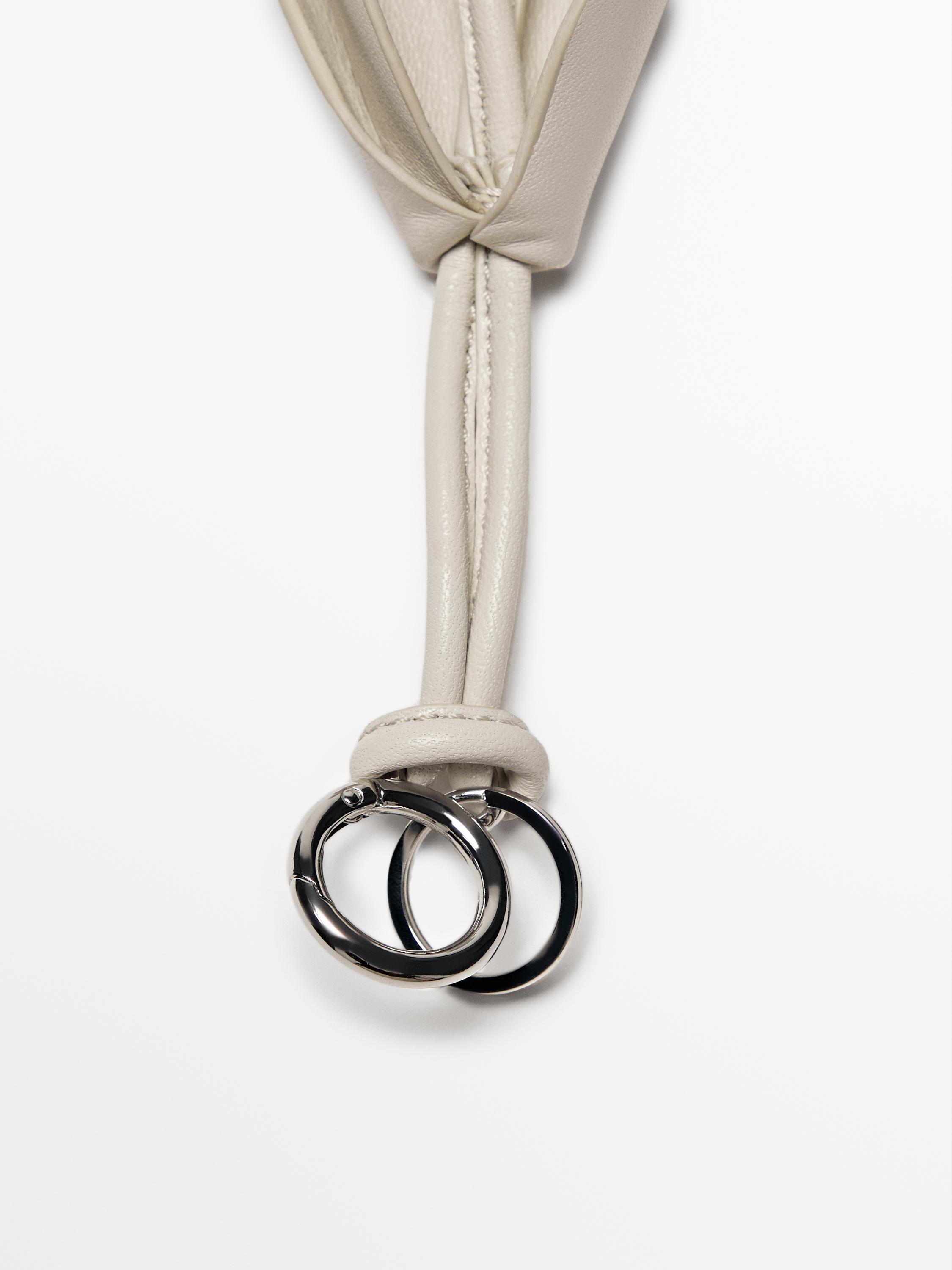 Nappa leather flower keyring