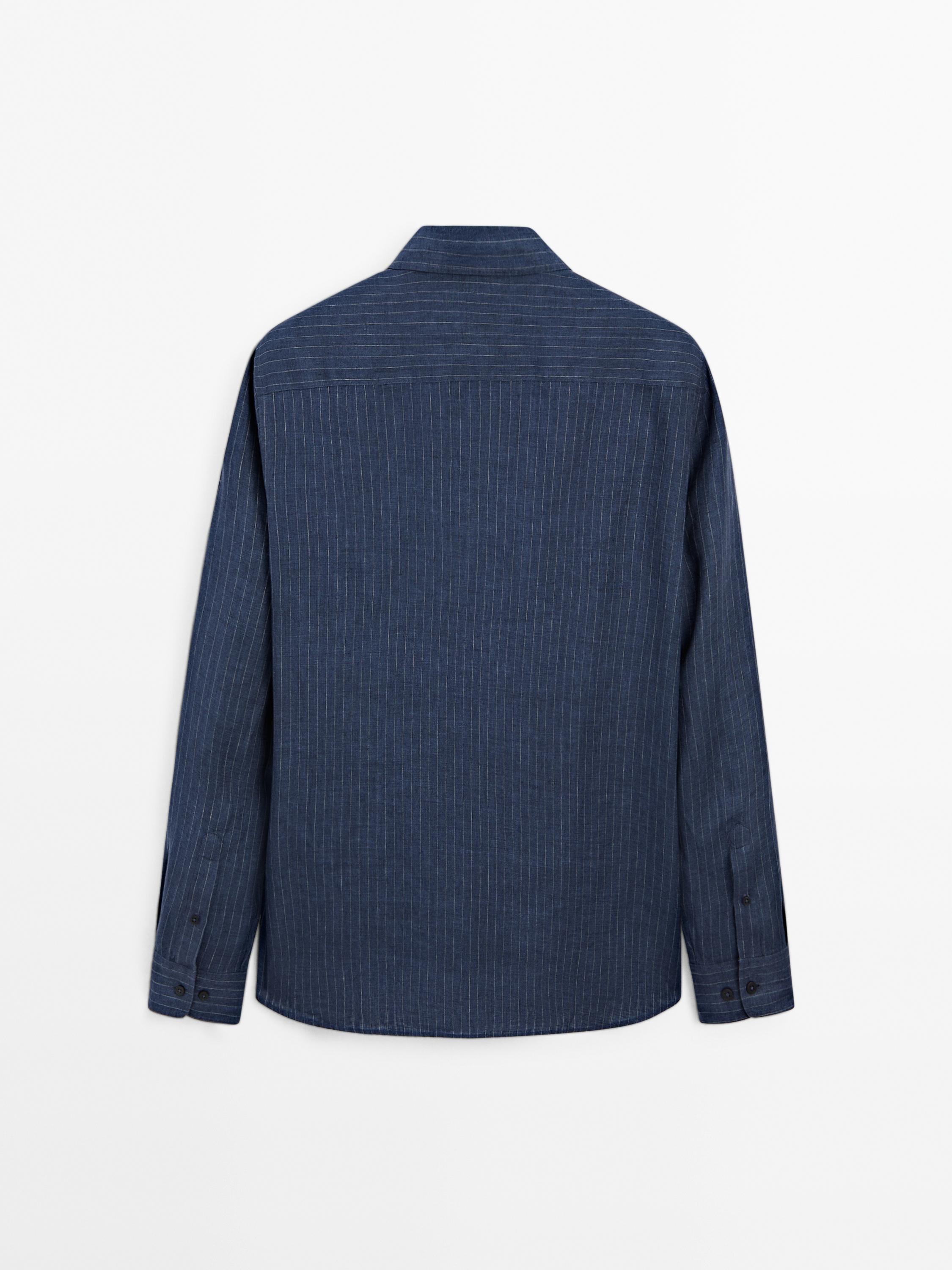 Regular fit избледена ленена кошула