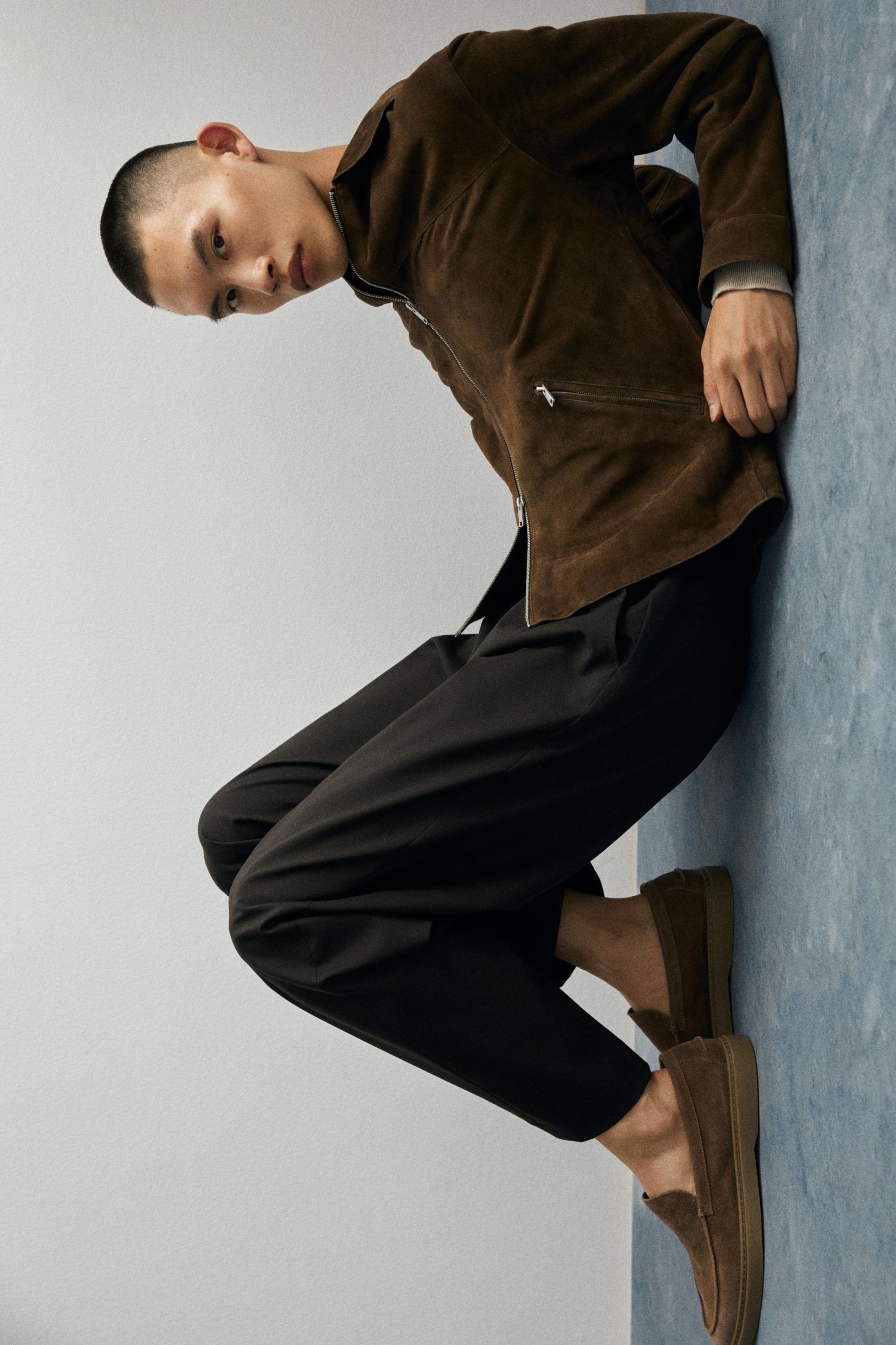 Split suede leather loafer — OCHRE