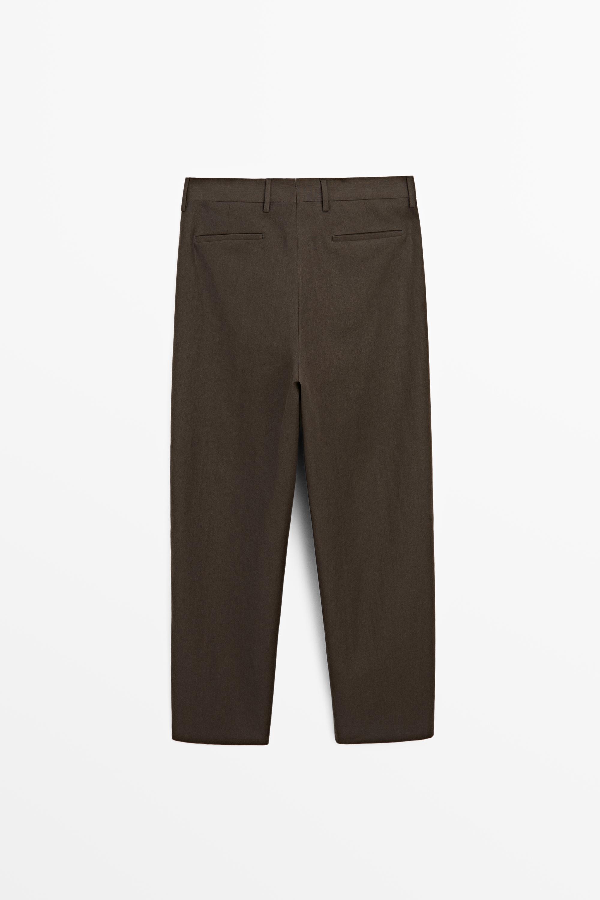 Linen suit trousers — BROWN