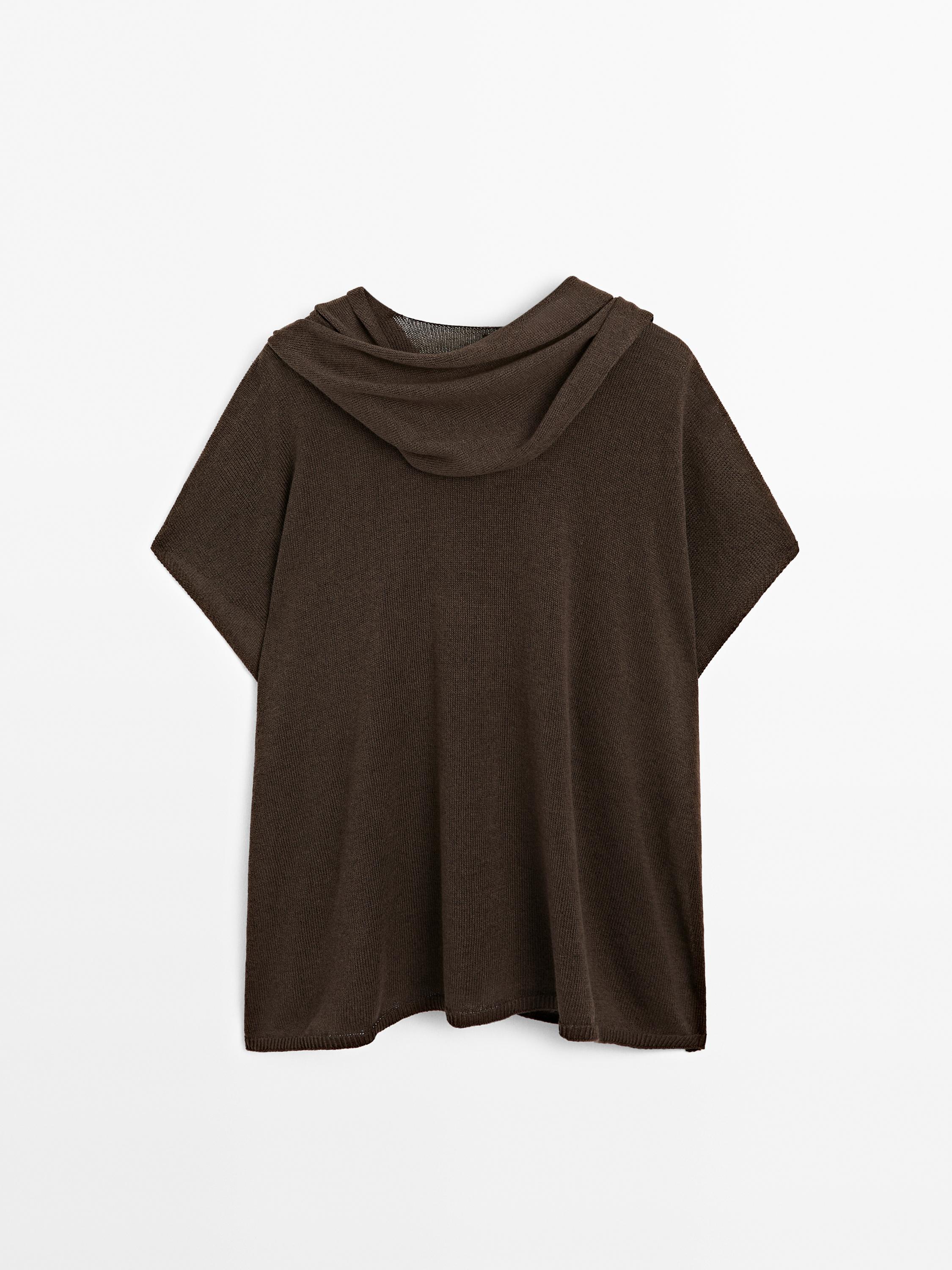 Knit cape with scarf