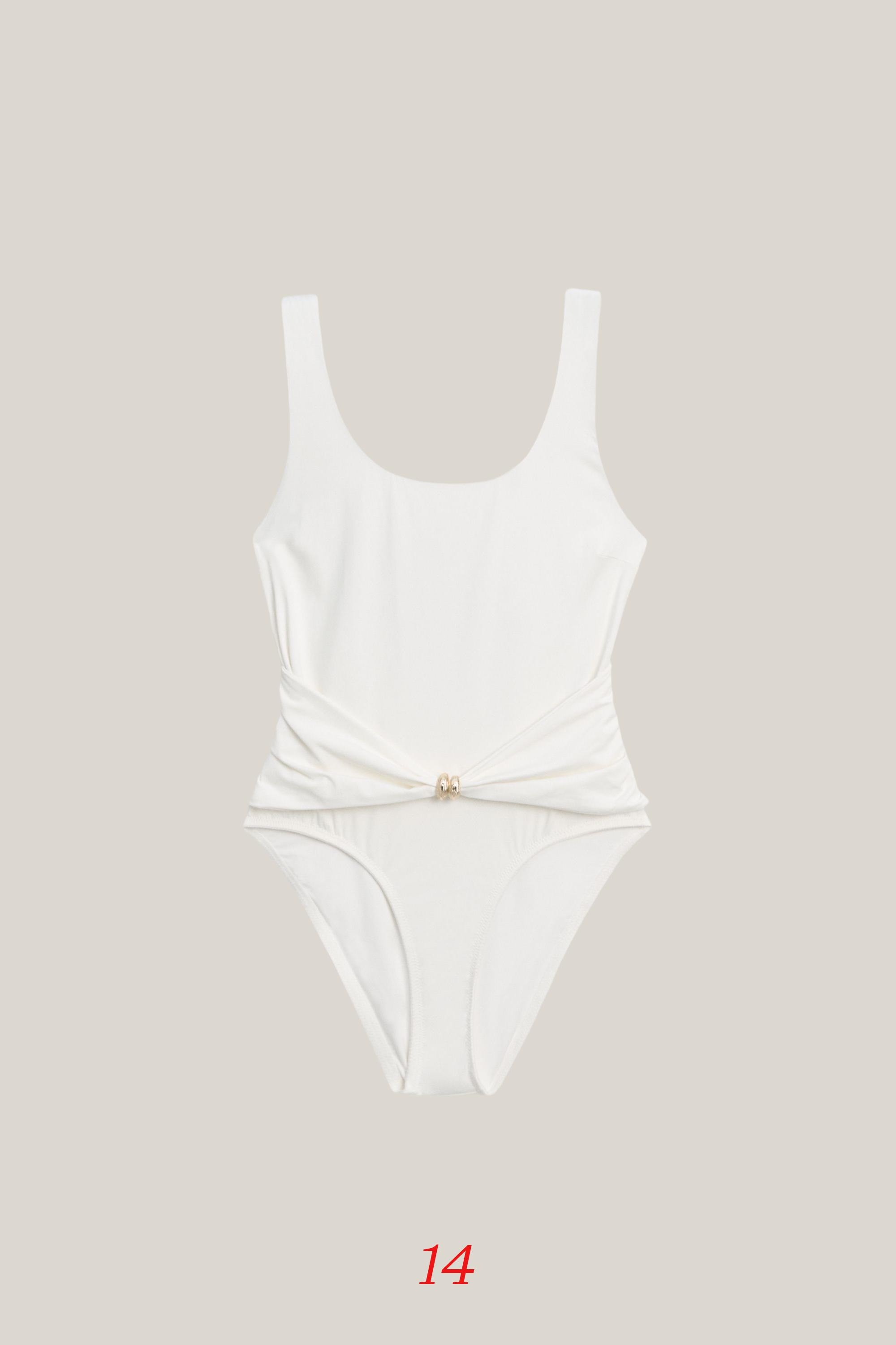 Swimsuit with rhinestone detail — Off white