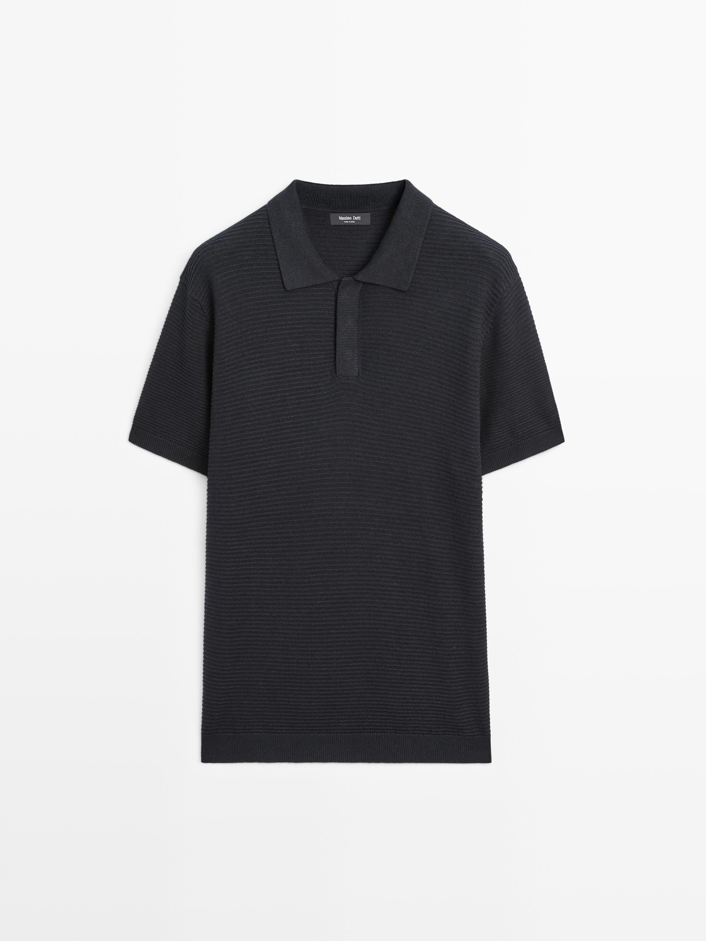 Трикотажное поло изо льна и хлопка с короткими рукавами