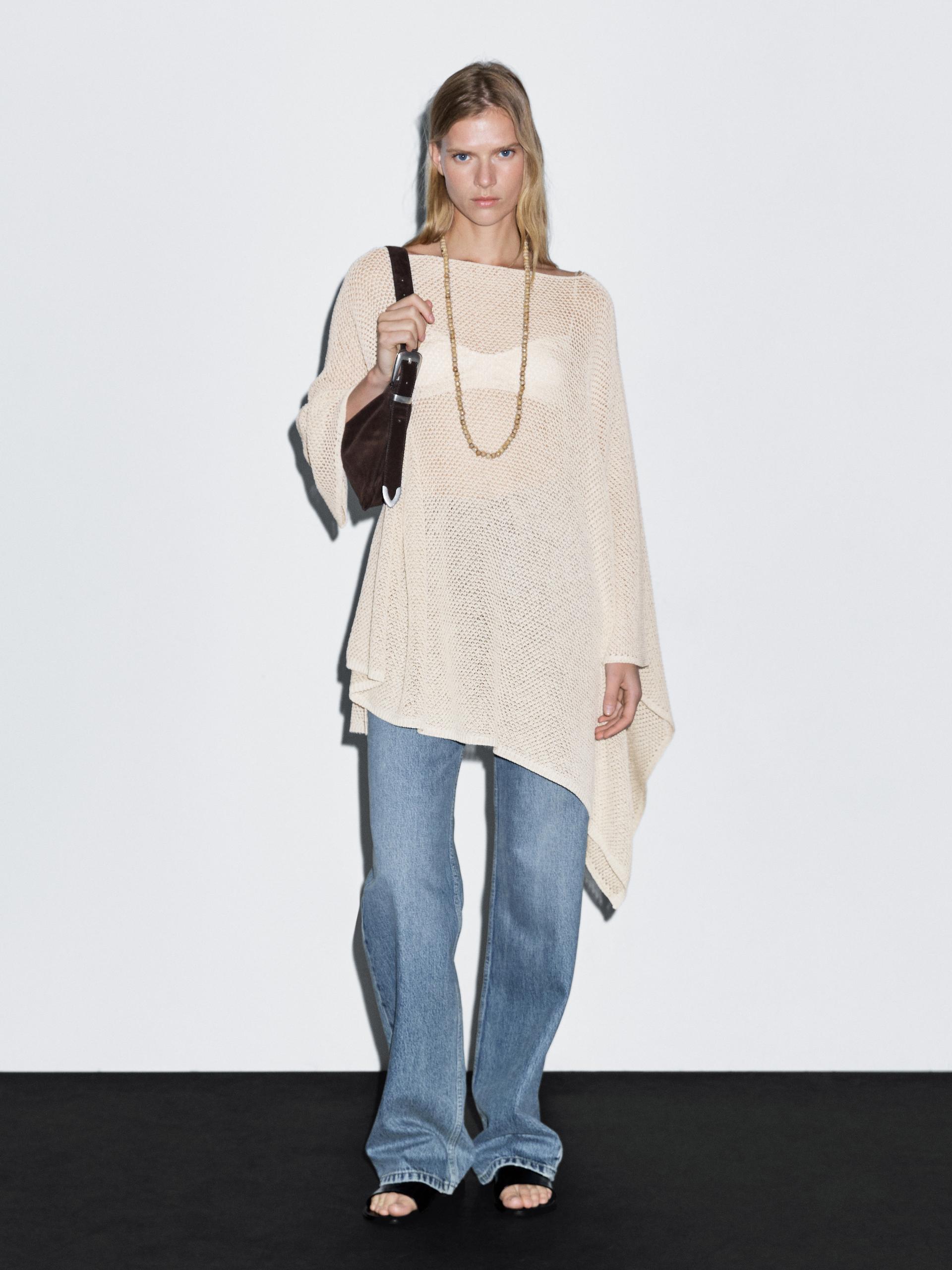 Massimo Dutti Textured Knit Cape