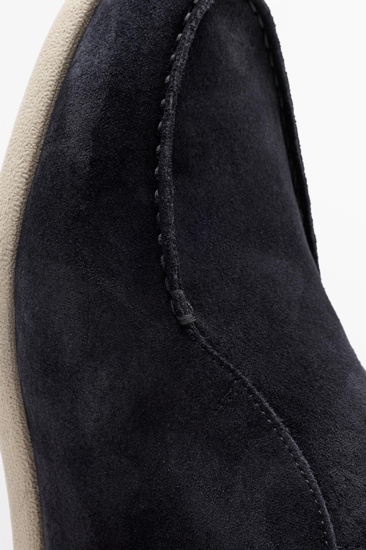 Split suede leather bootie loafer — Dark blue