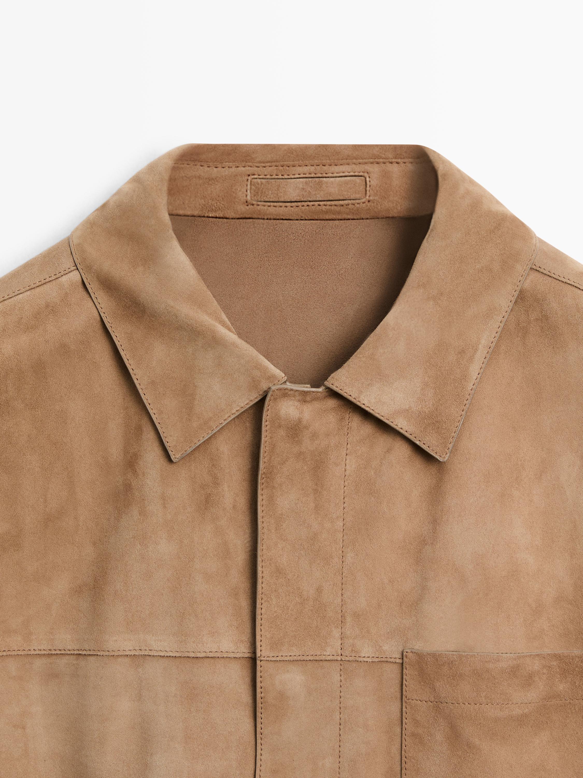 Süet deri cep detaylı ceket