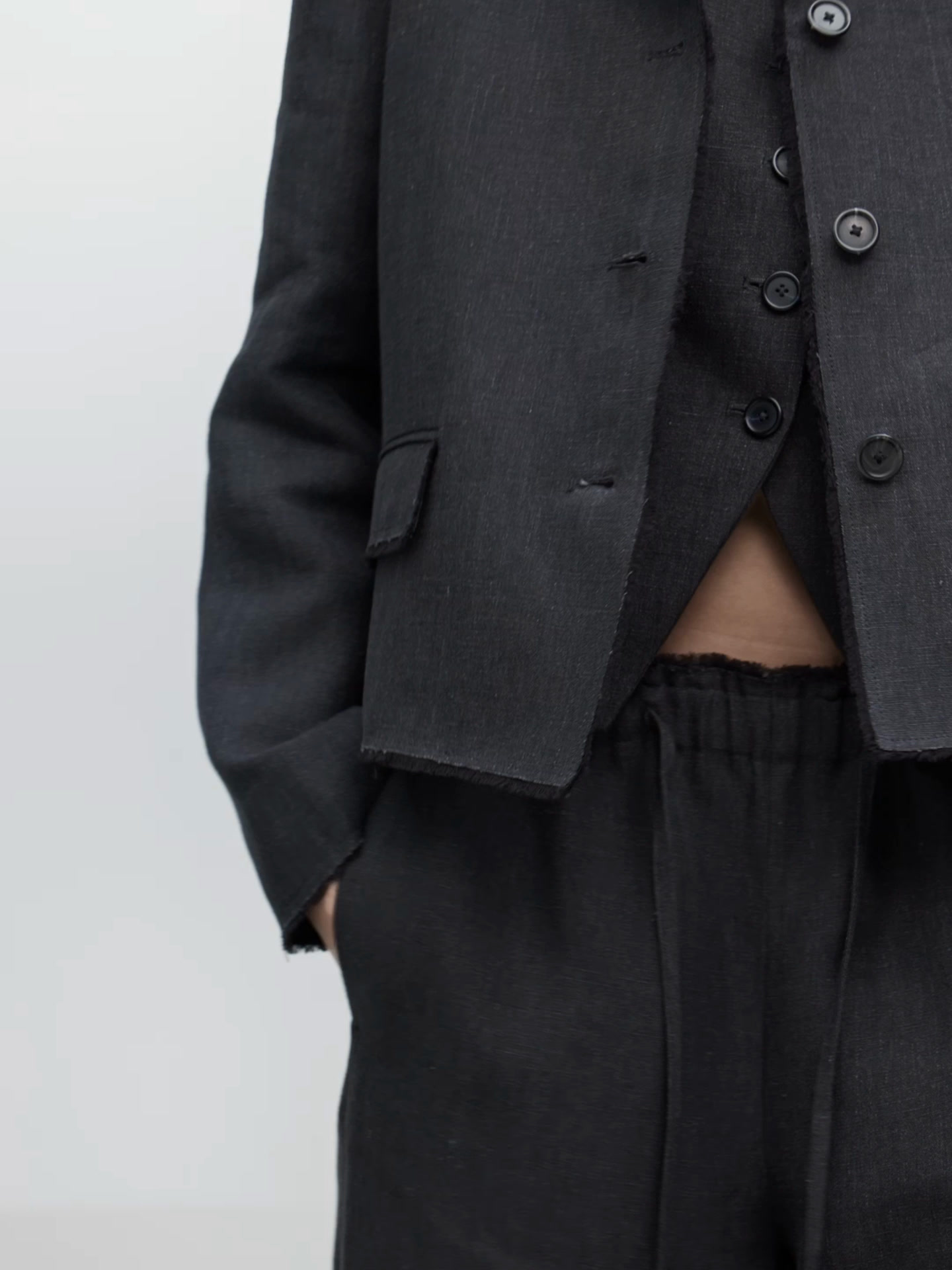 100% linen melange waistcoat