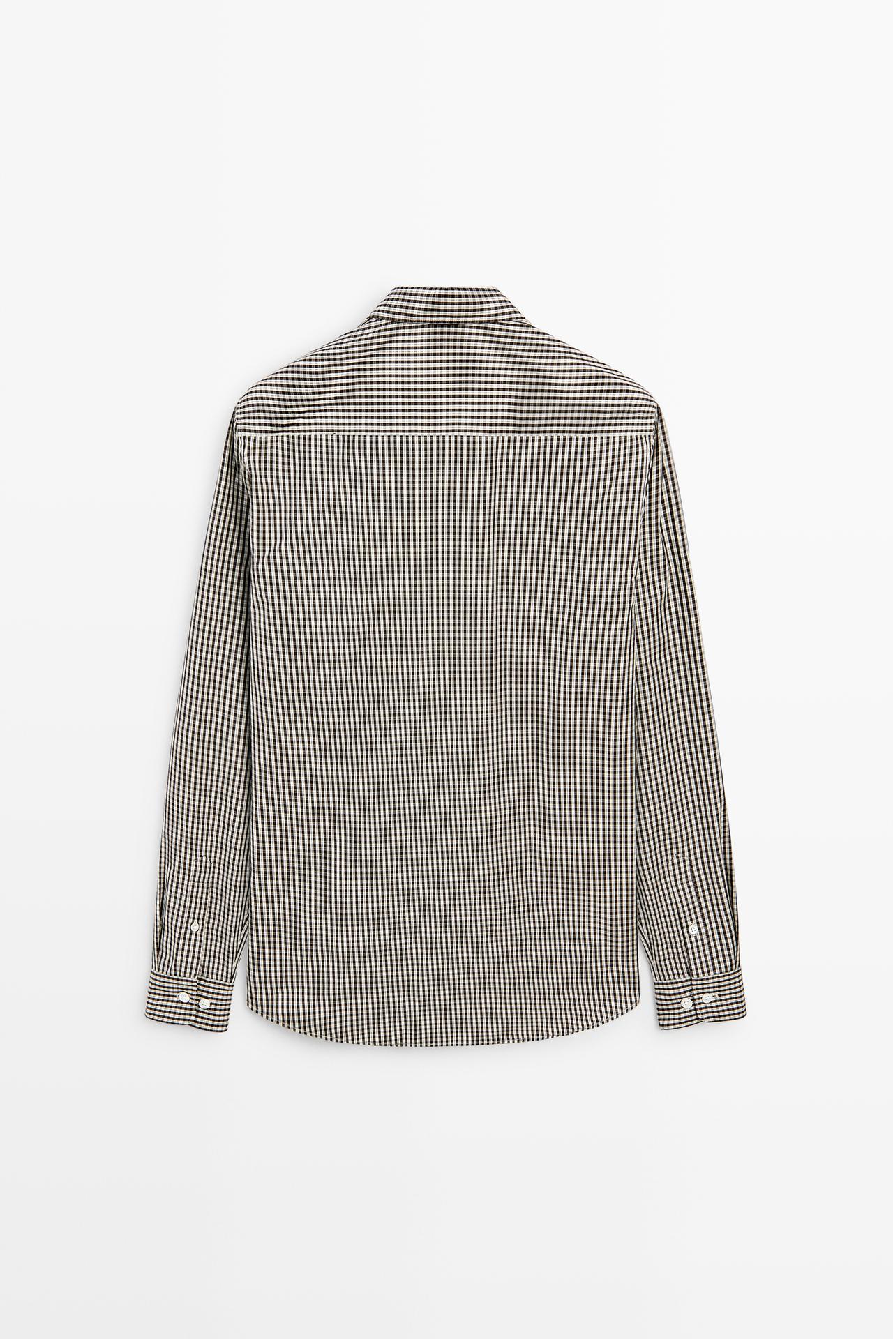 Regular fit check shirt — BROWN
