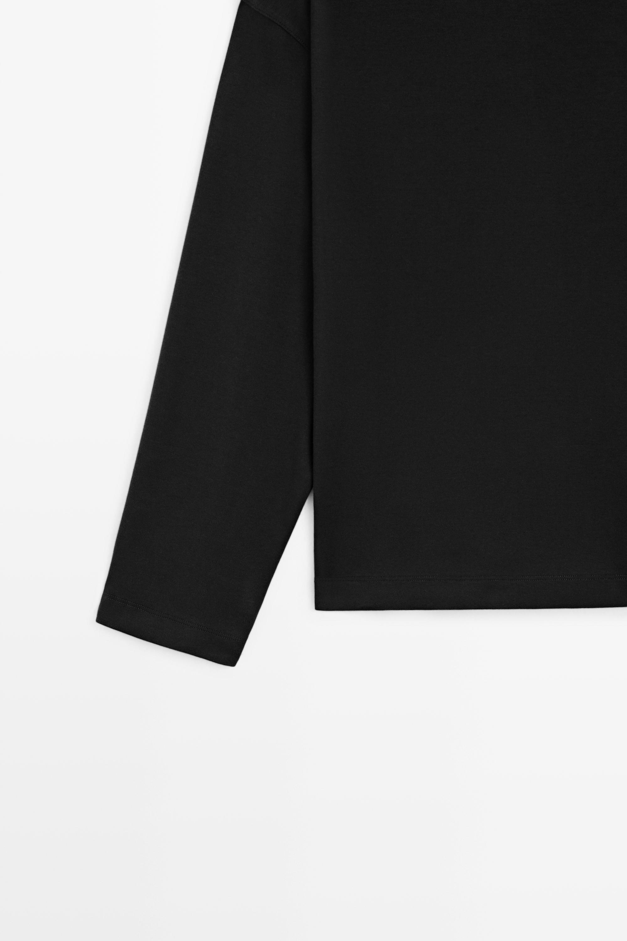 Massimo Dutti %100 pamuklu boxy kesim uzun kollu t-shirt görsel 3