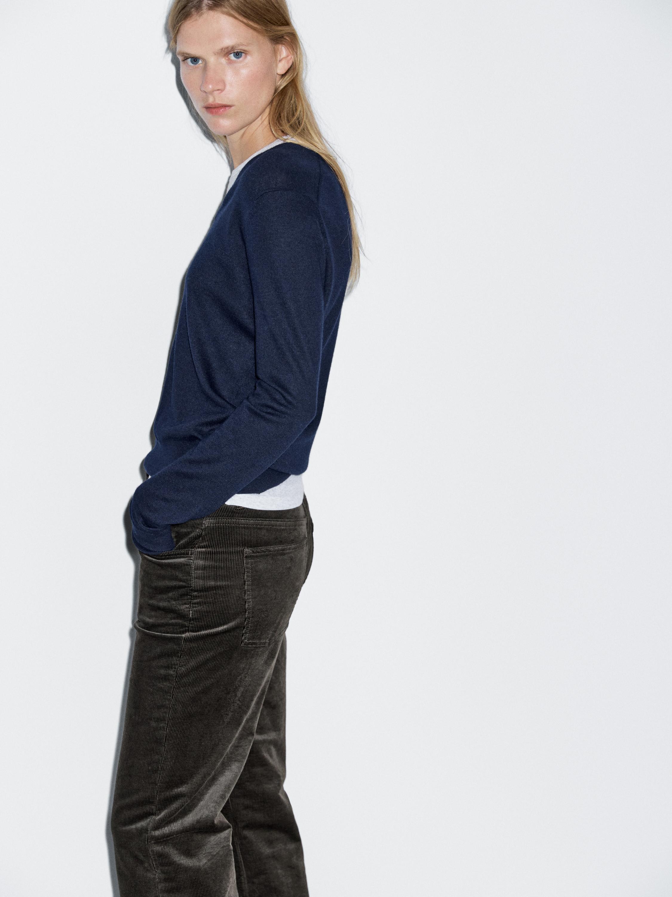 Straight-leg needlecord trousers