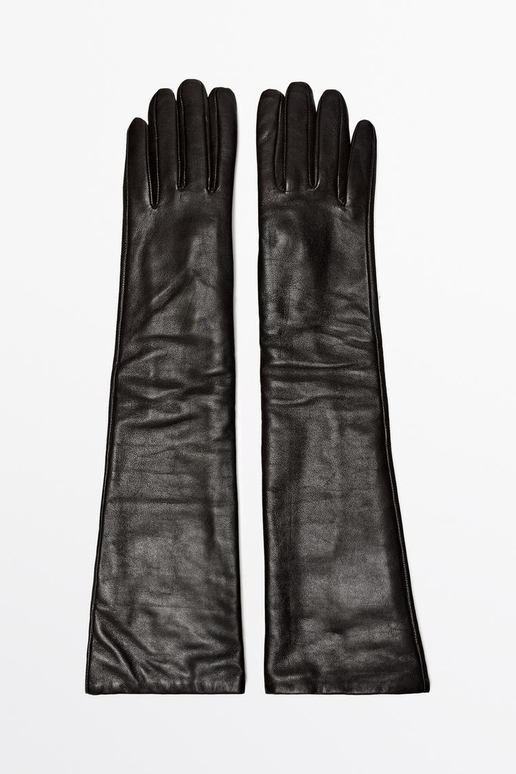 Long nappa leather gloves — BROWN