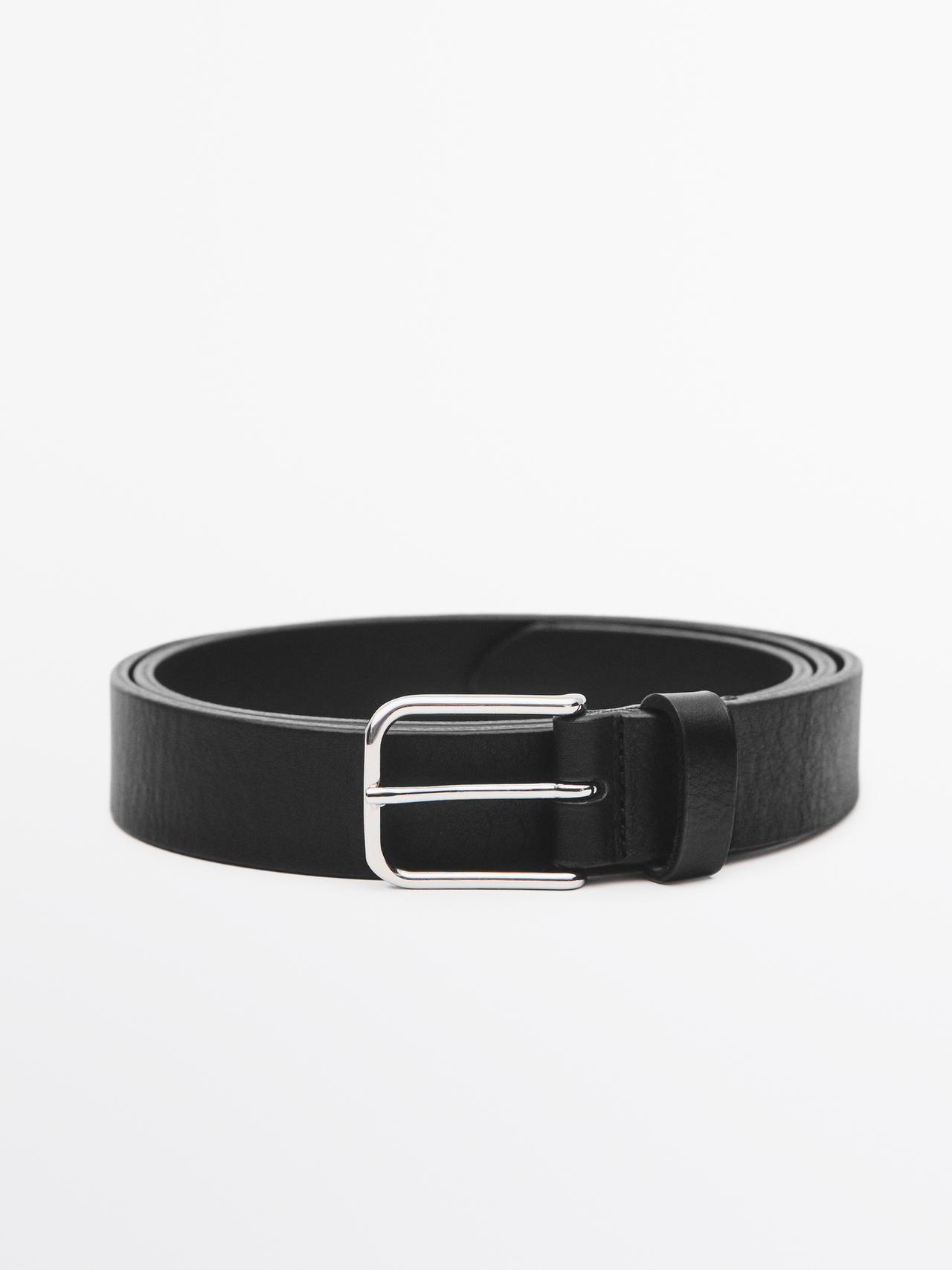 Cinturón Piel Napa - Negro - 90 - Massimo Dutti - Hombre