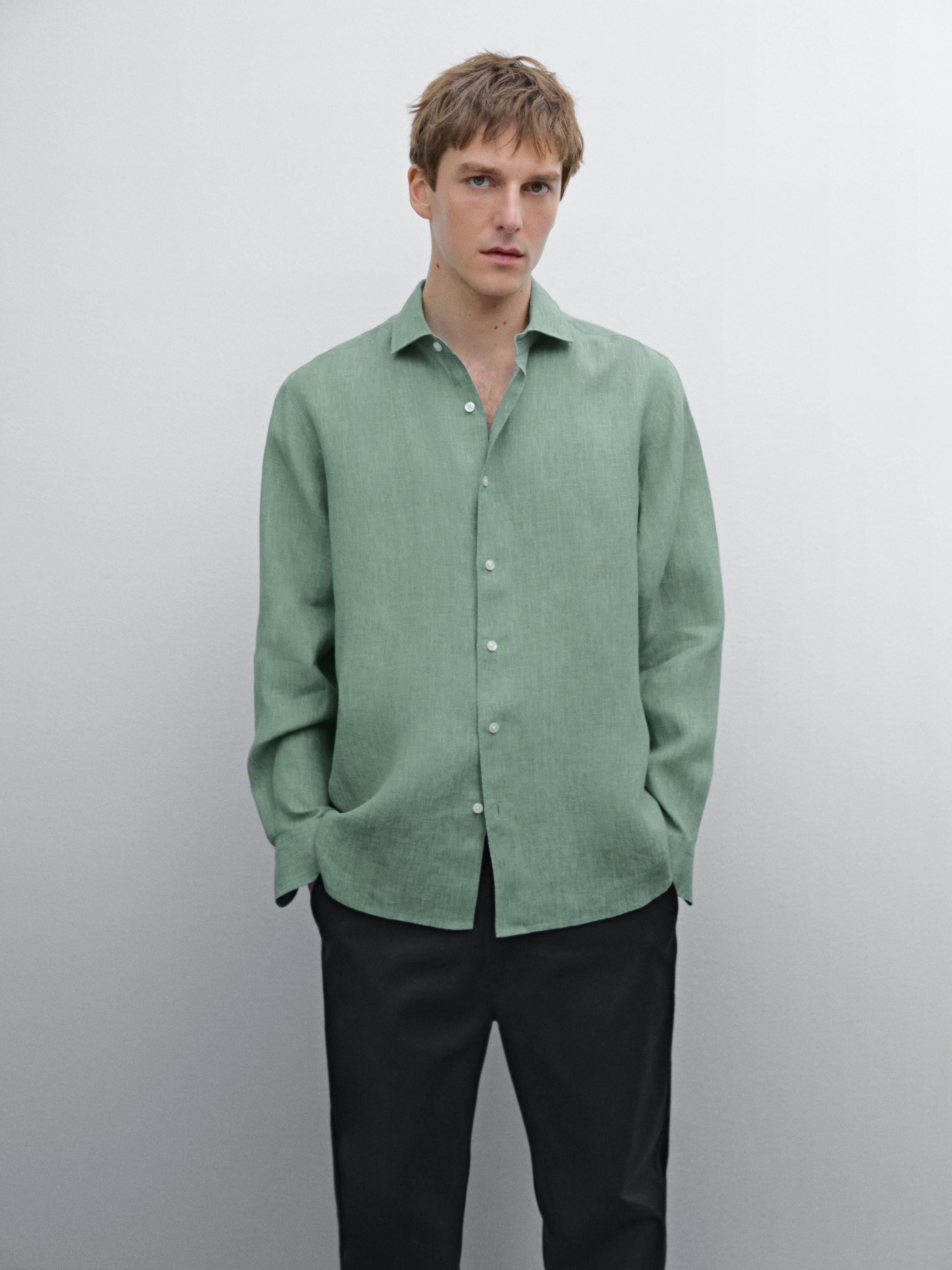 Lightweight regular fit 100% linen shirt