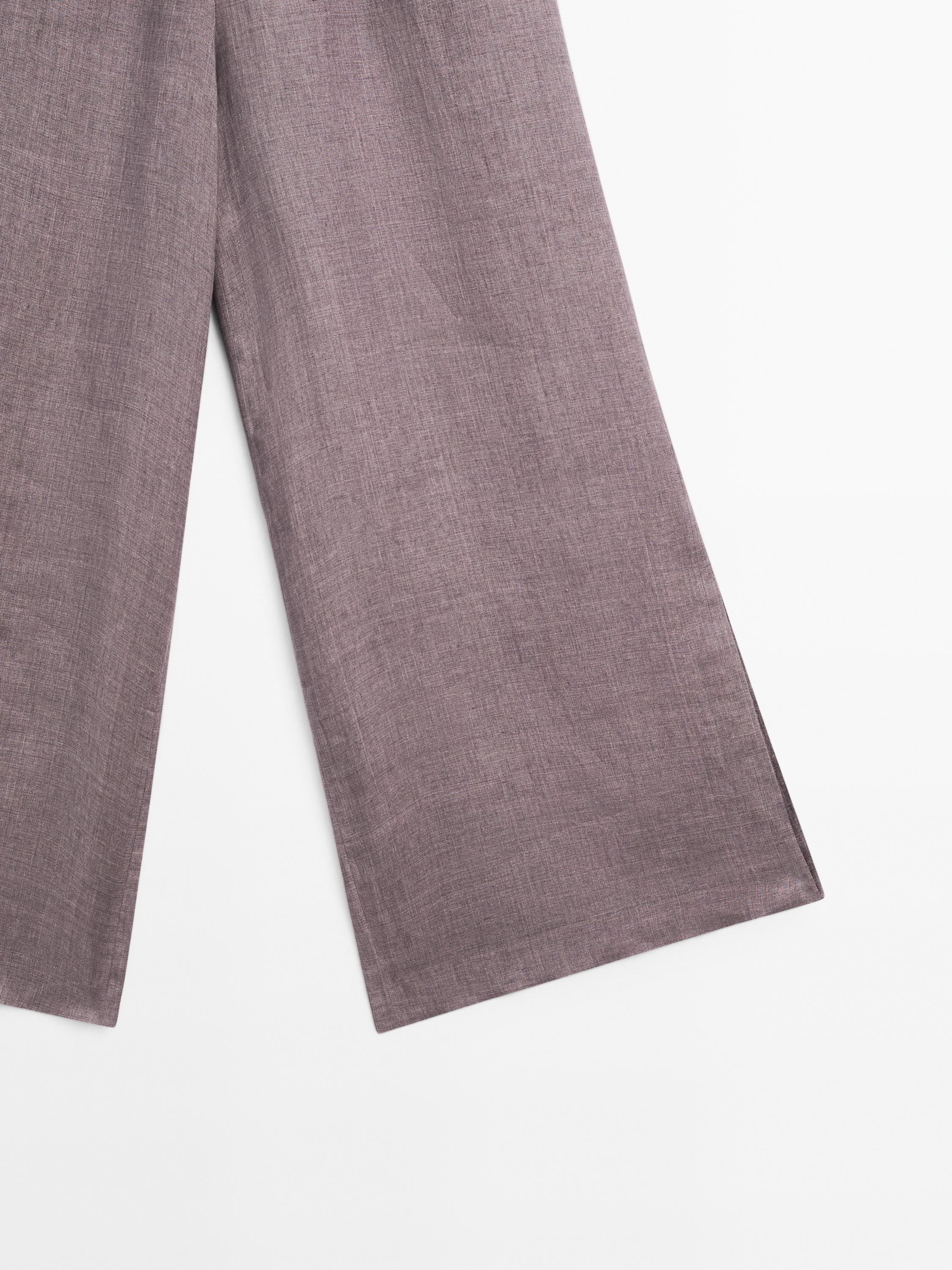 100% linen flowing straight-leg trousers