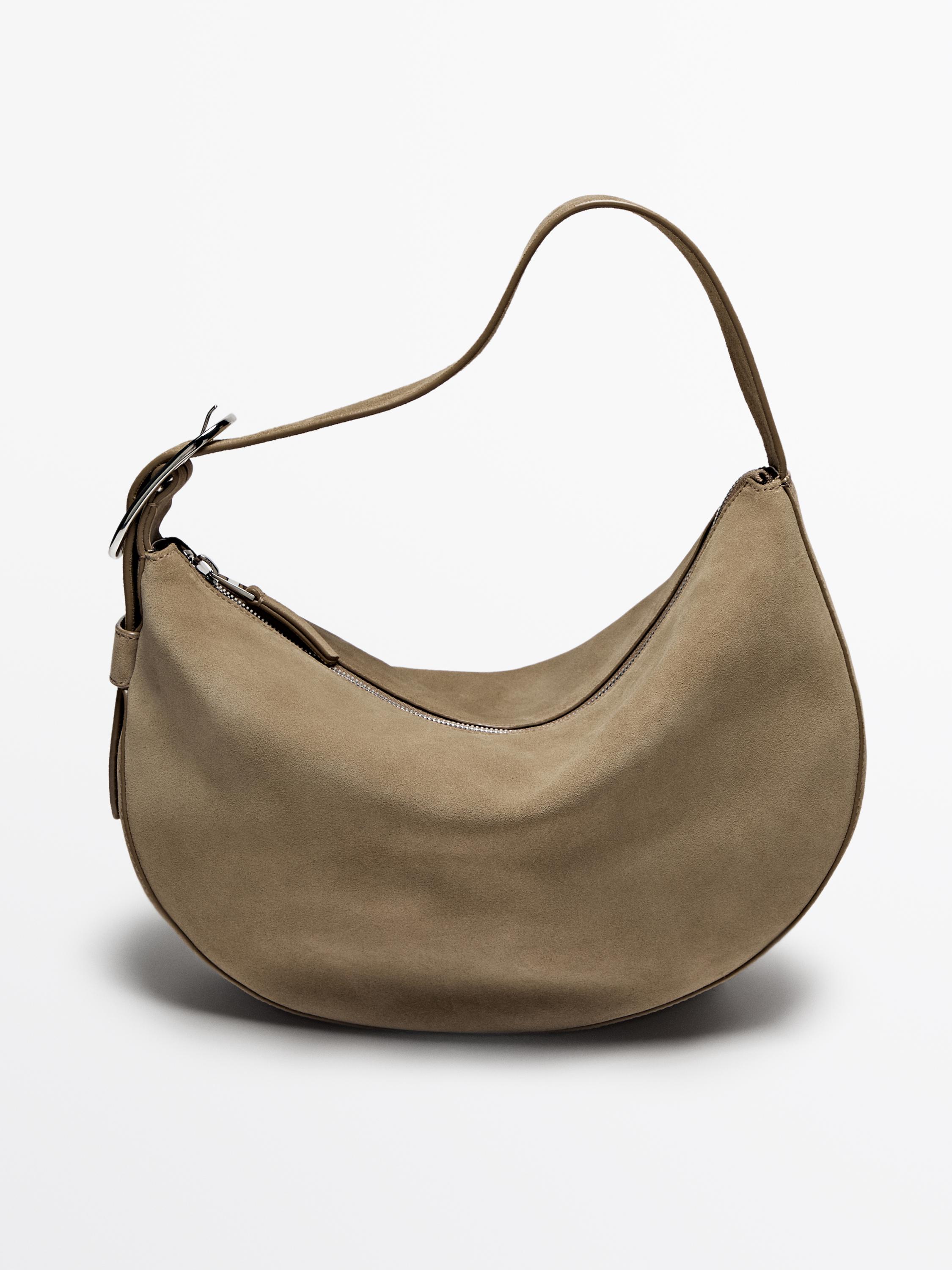 Split suede medium shoulder bag · Sand · Leather Outerwear