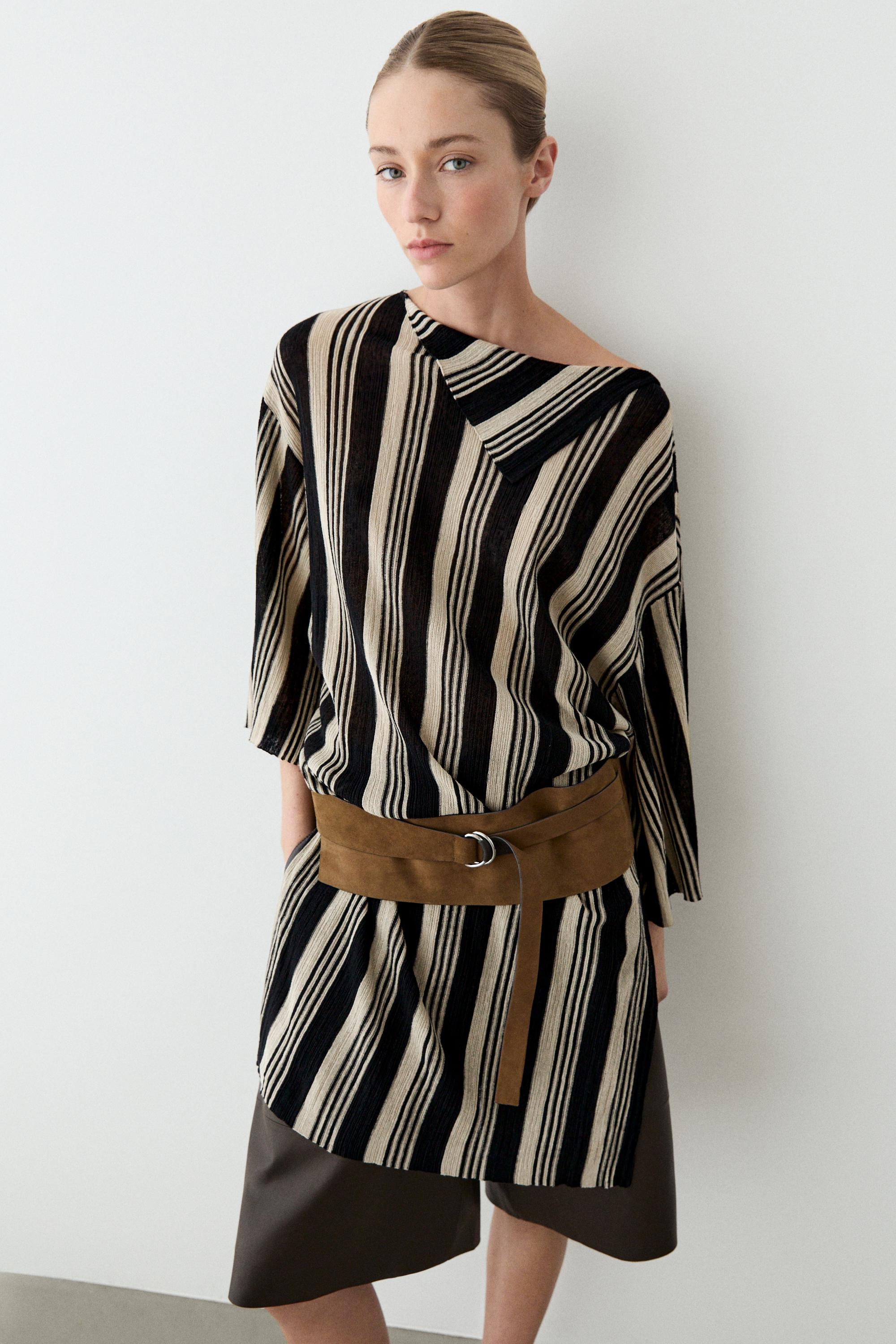 Split leather sash belt — SAND