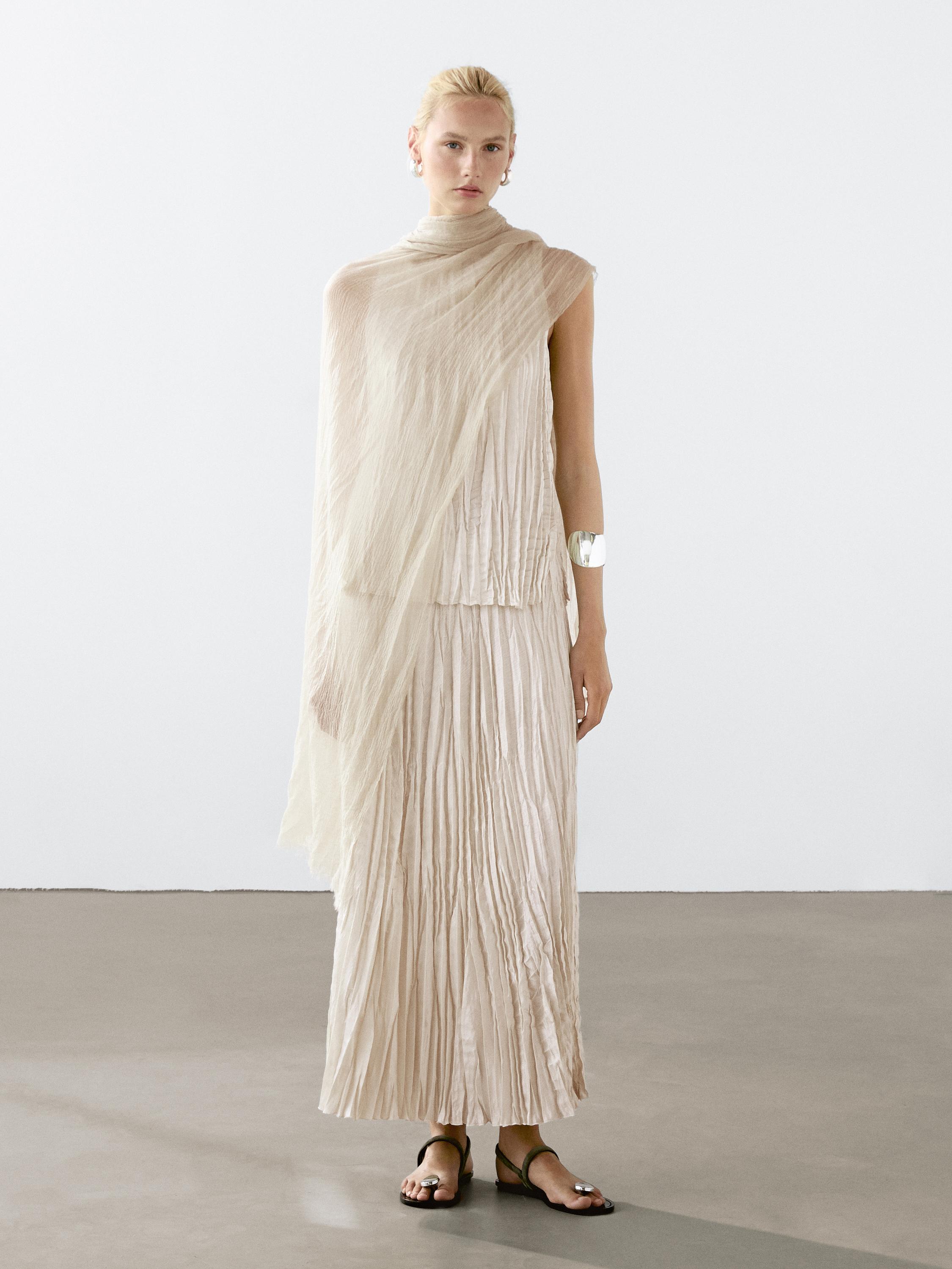 Pleated top with criss-cross back