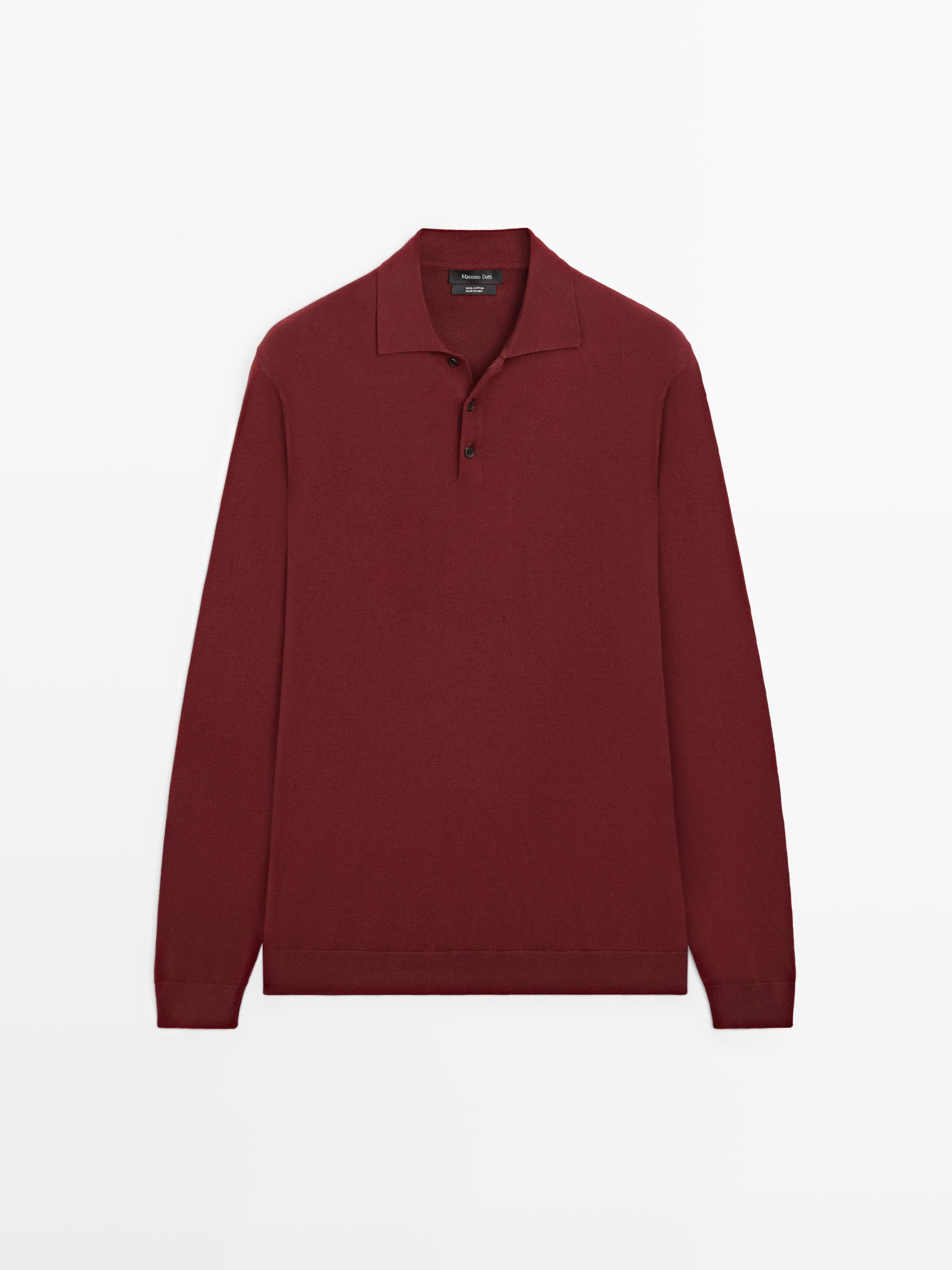 Cotton knit polo sweater