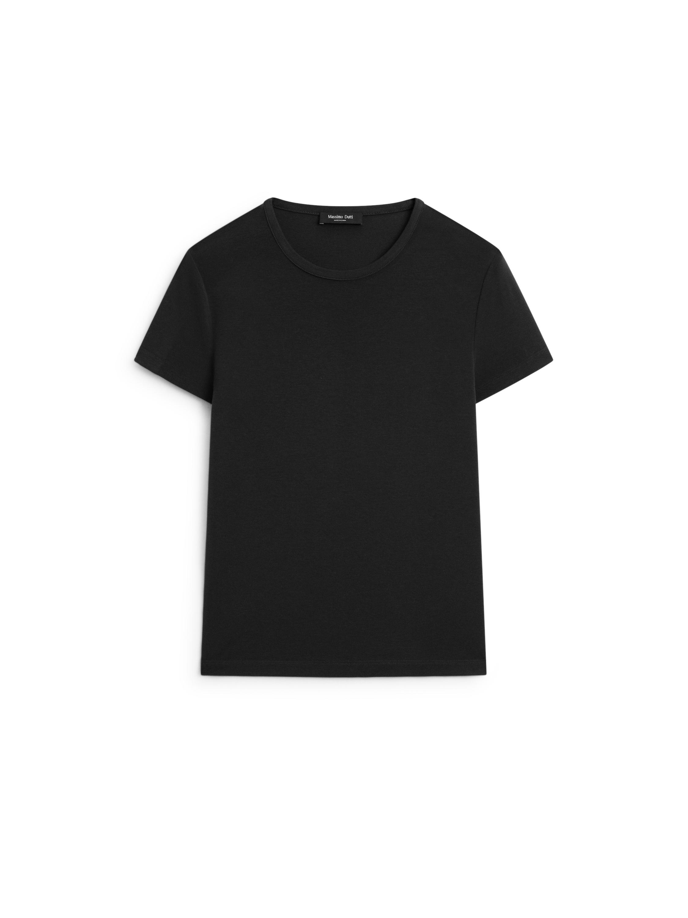 Lyocell blend short sleeve T-shirt — BLACK