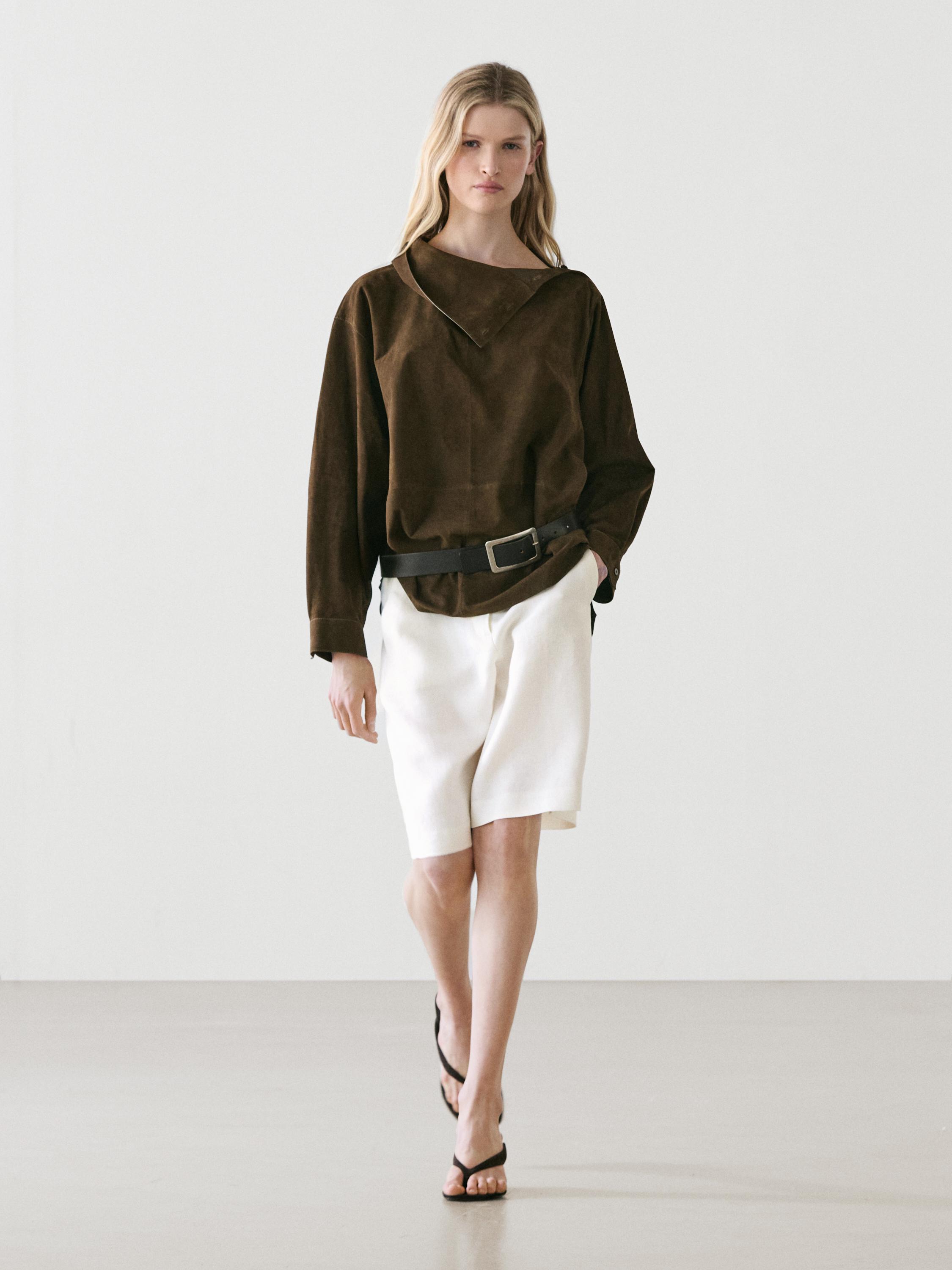 Long linen Bermuda shorts