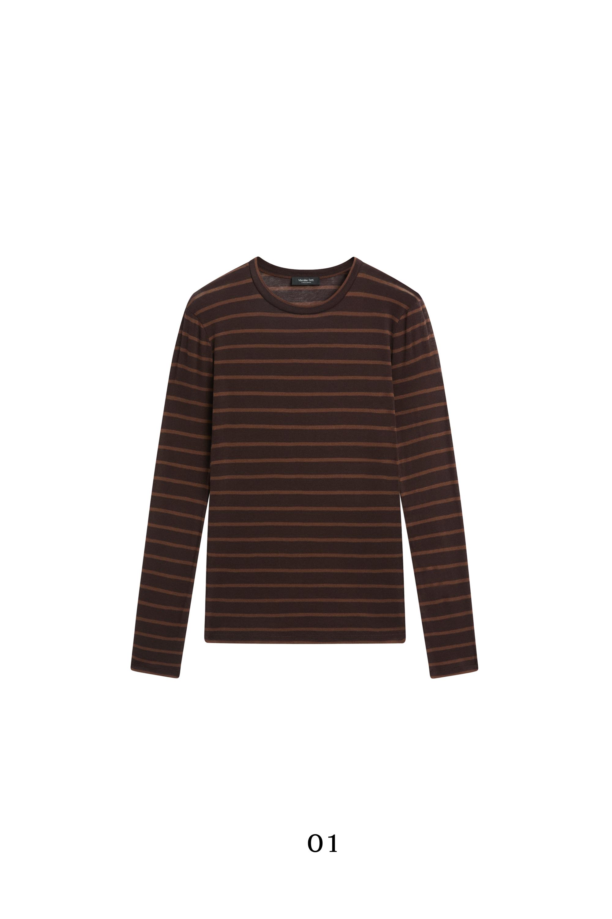 Long sleeve striped T-shirt — BROWN