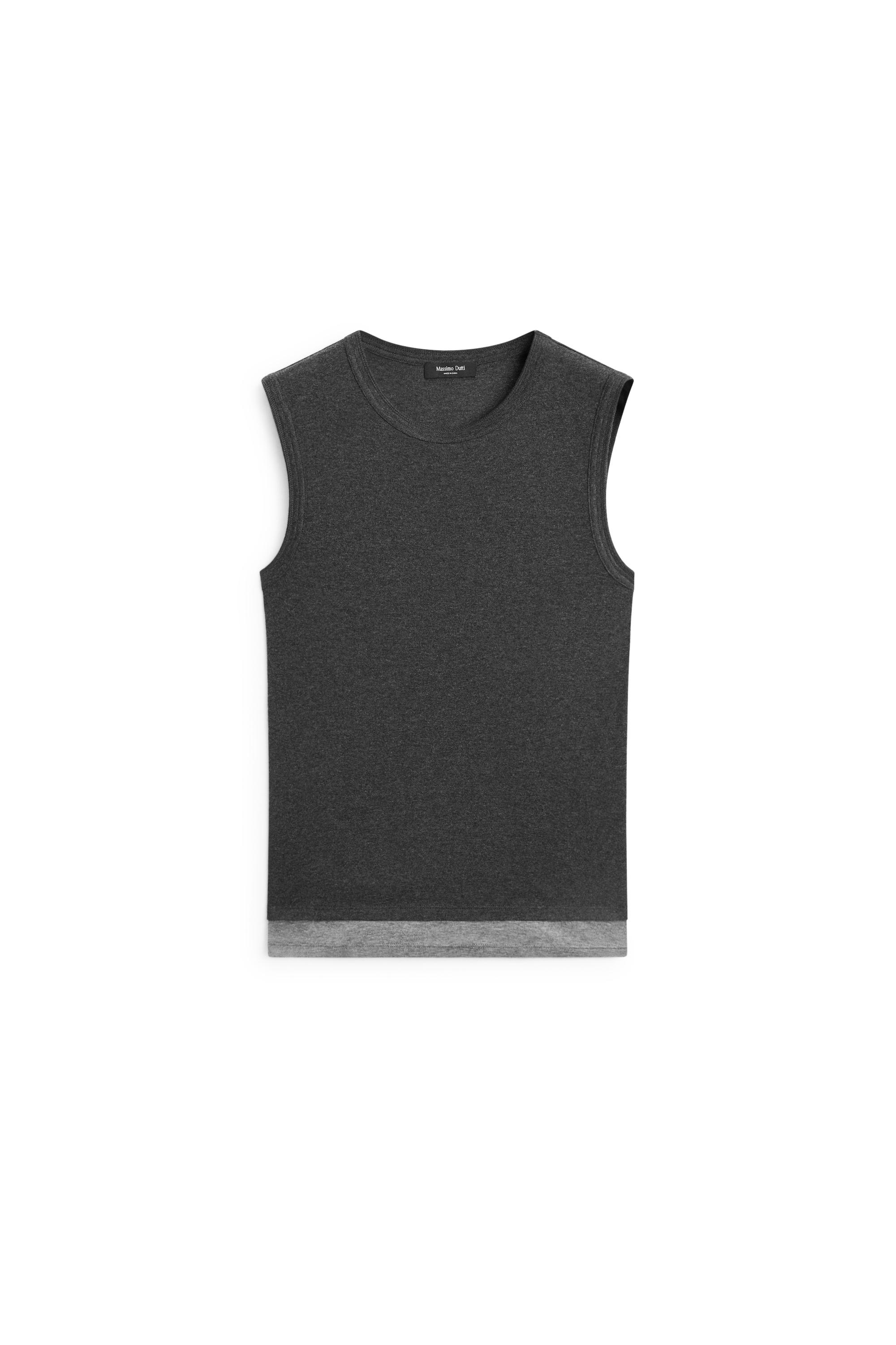 Wool blend double-layer T-shirt — DARK GREY