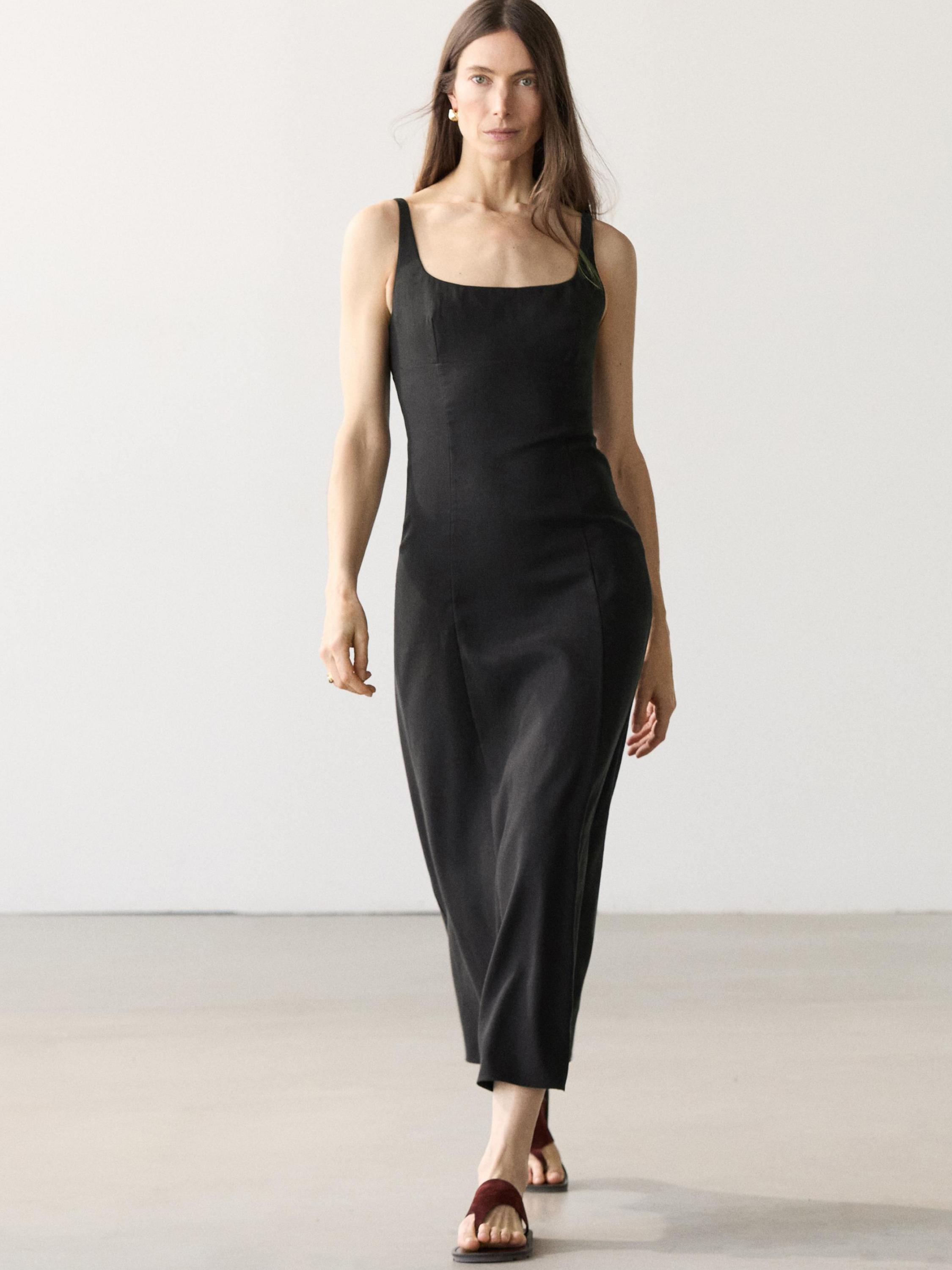 massimo dutti black dress Massimo Dutti Ramie Blend Strappy MIDI Dress Day dress, Women's, Size: Small, Black