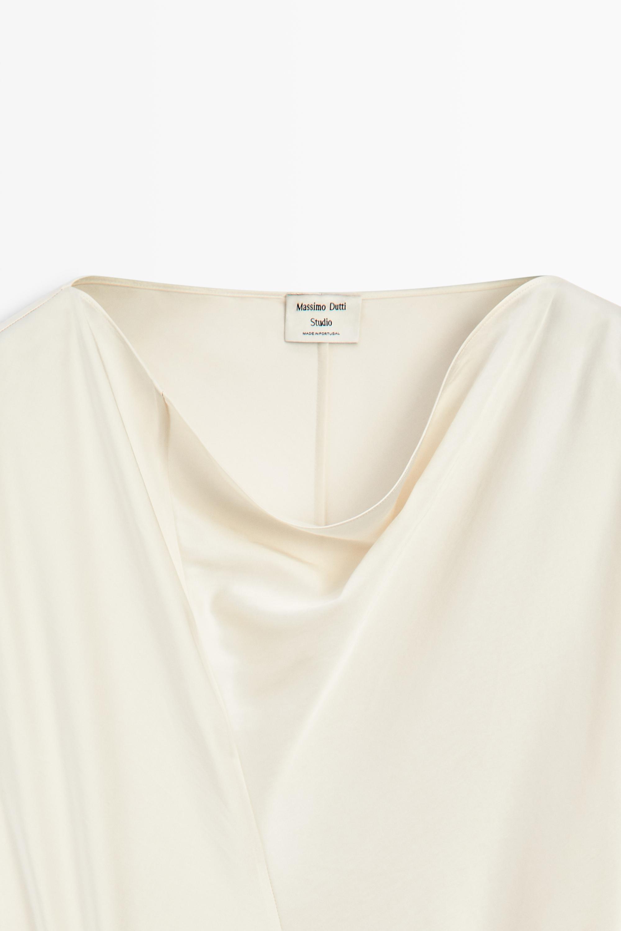 Draped Neckline Flowing Dress - STUDIO — CREAM
