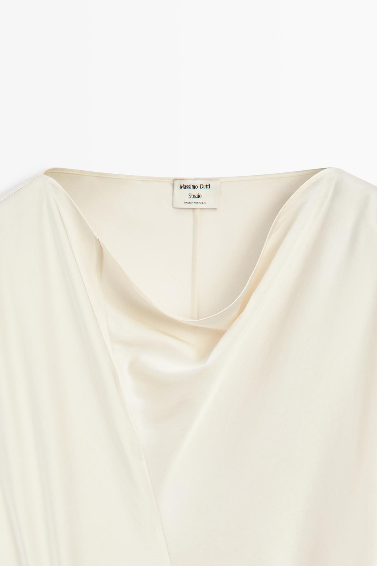 Draped Neckline Flowing Dress - STUDIO — CREAM