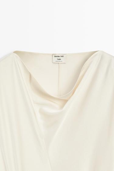 Draped Neckline Flowing Dress - STUDIO — CREAM 8