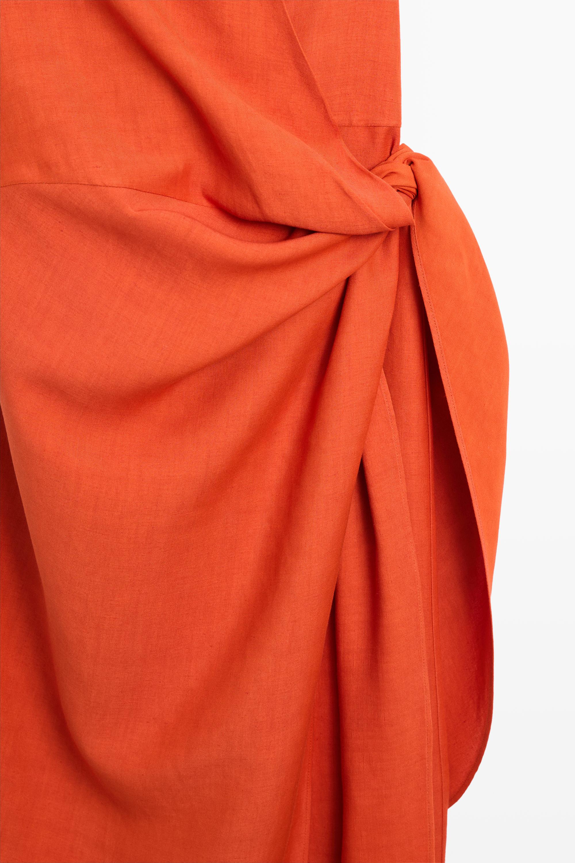 Robe midi drapée détail noué