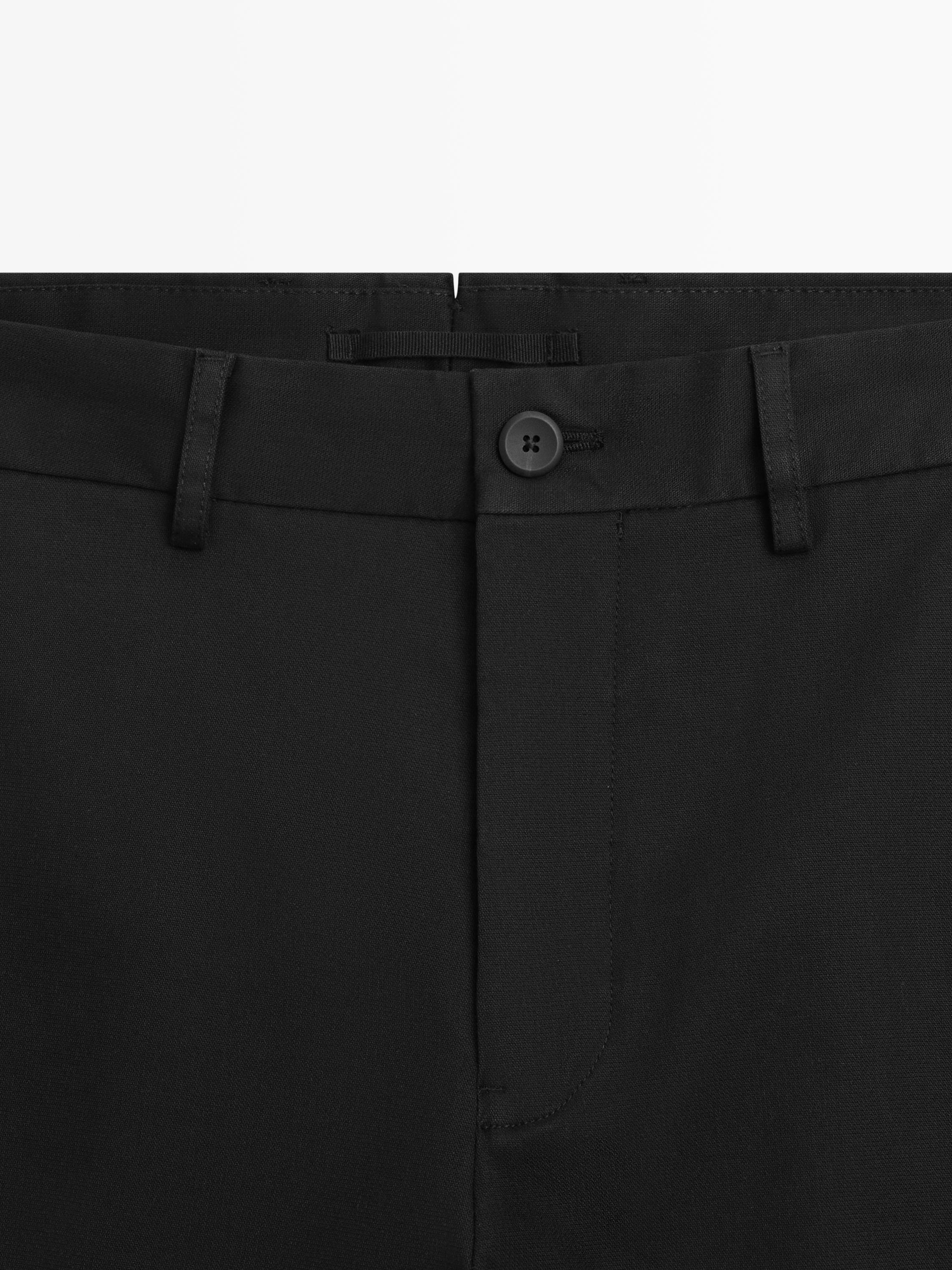 Cotton blend tapered fit trousers — NAVY BLUE