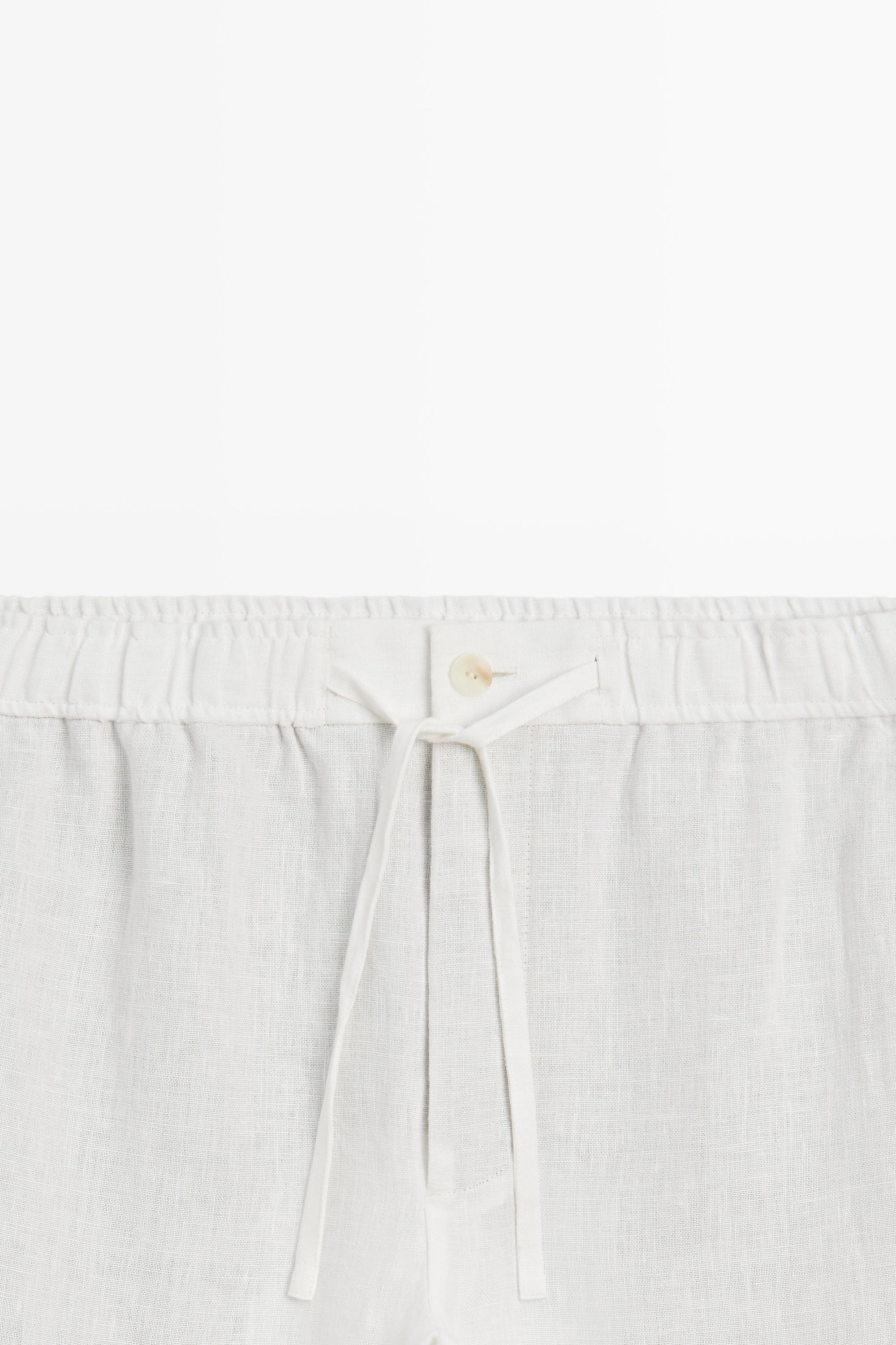 100% linen jogger fit pants — WHITE