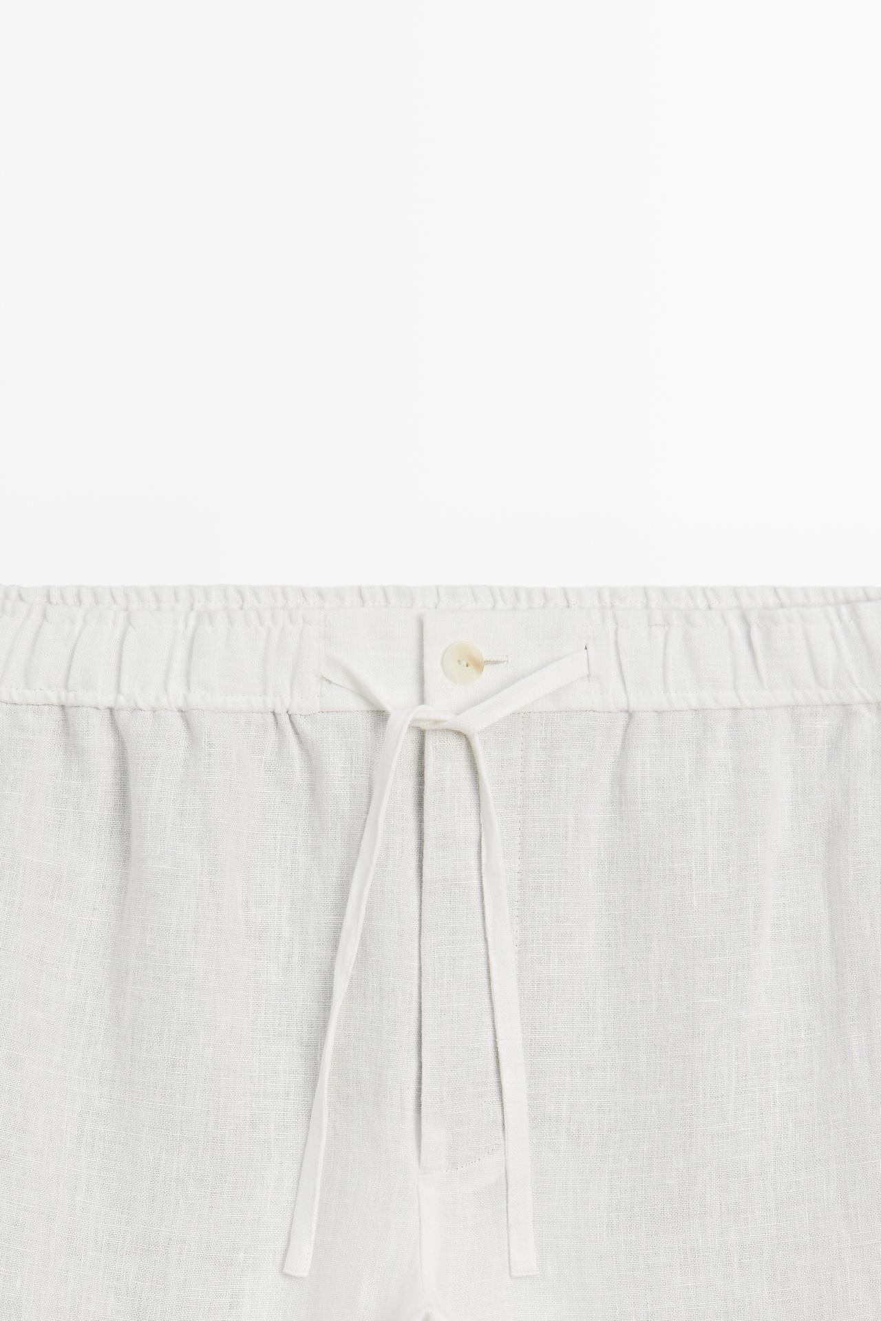 100% linen jogger fit pants — WHITE