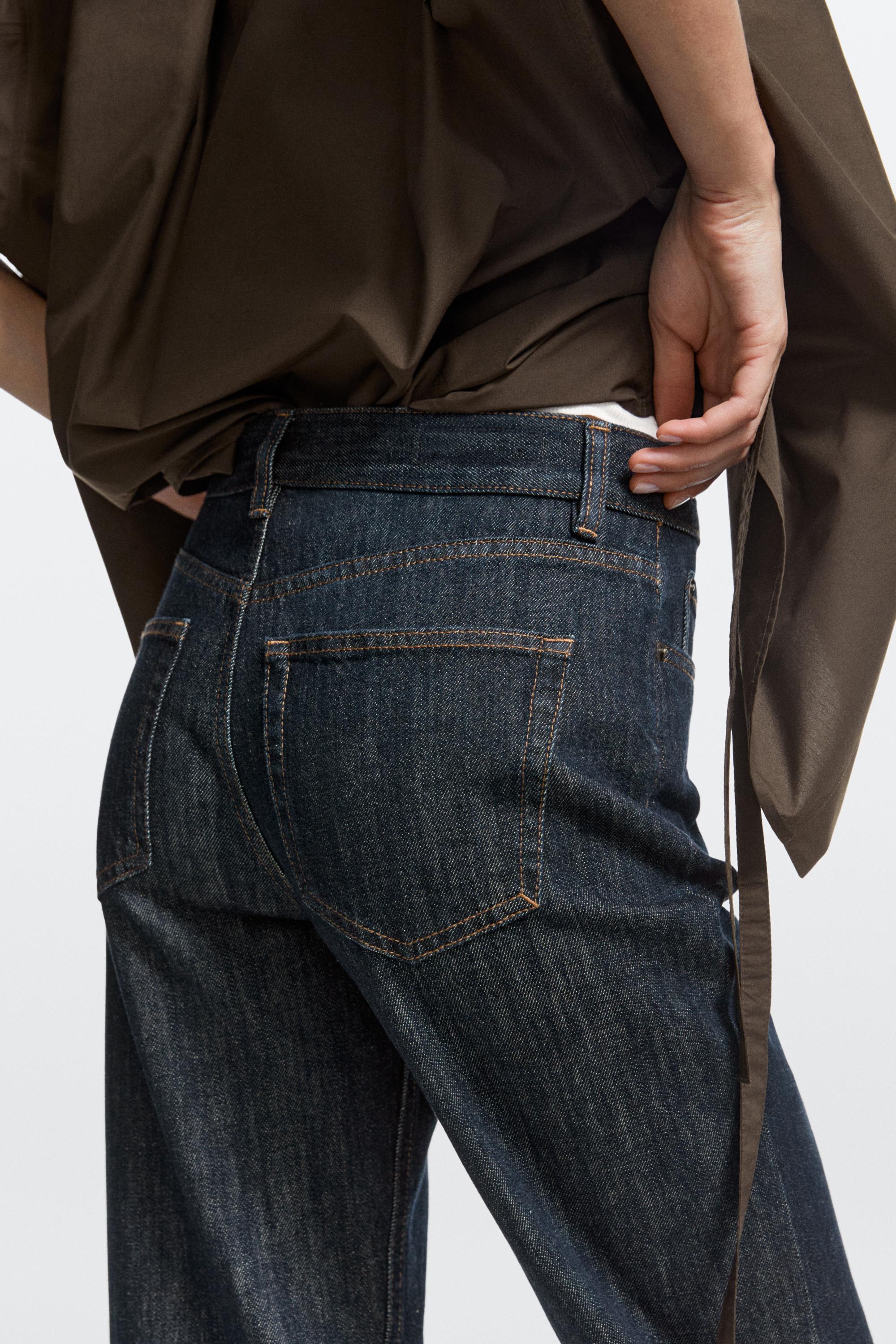 High-waist straight-leg jeans — DARK BLUE