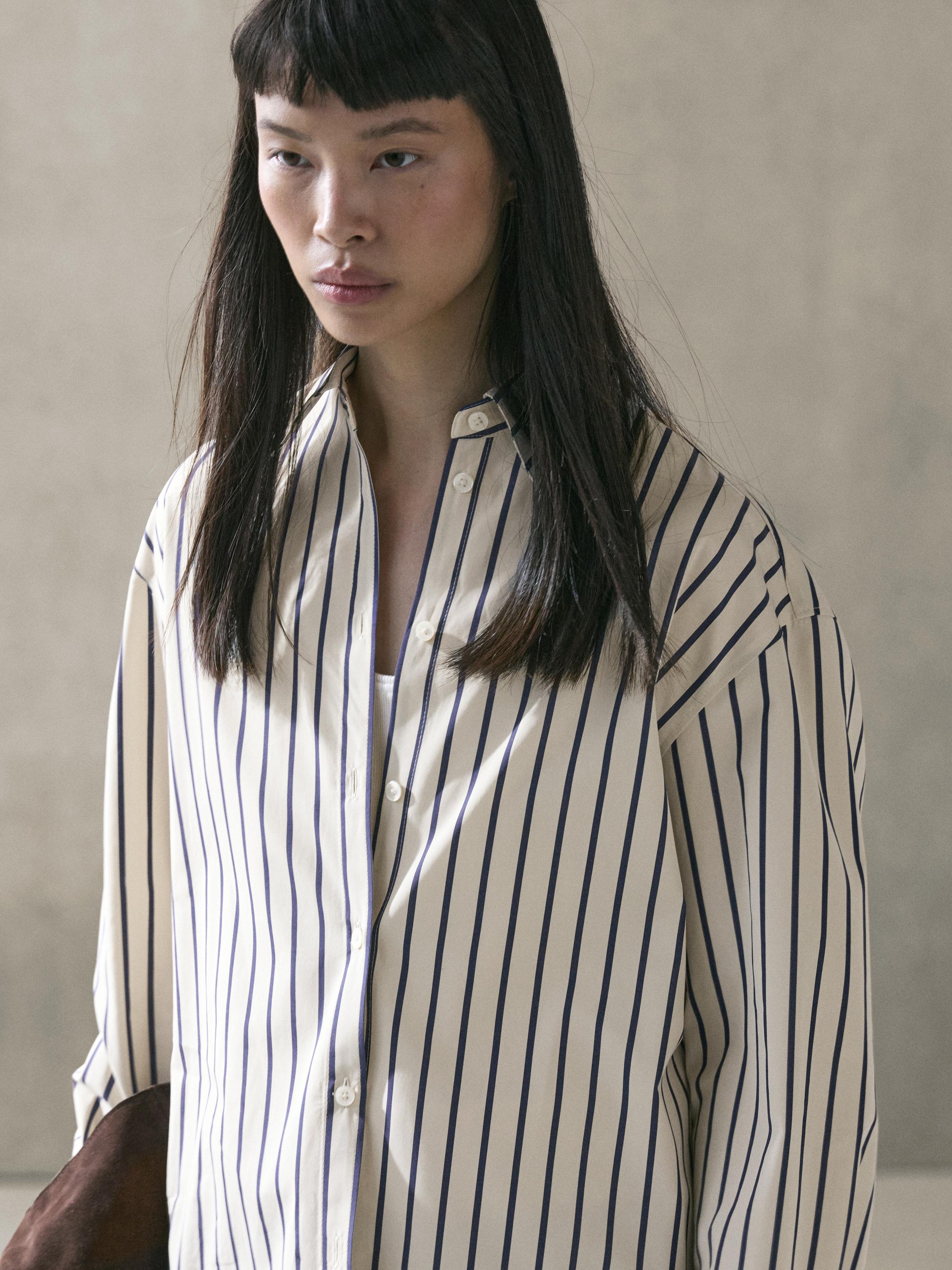 100% cotton striped shirt — Vanilla