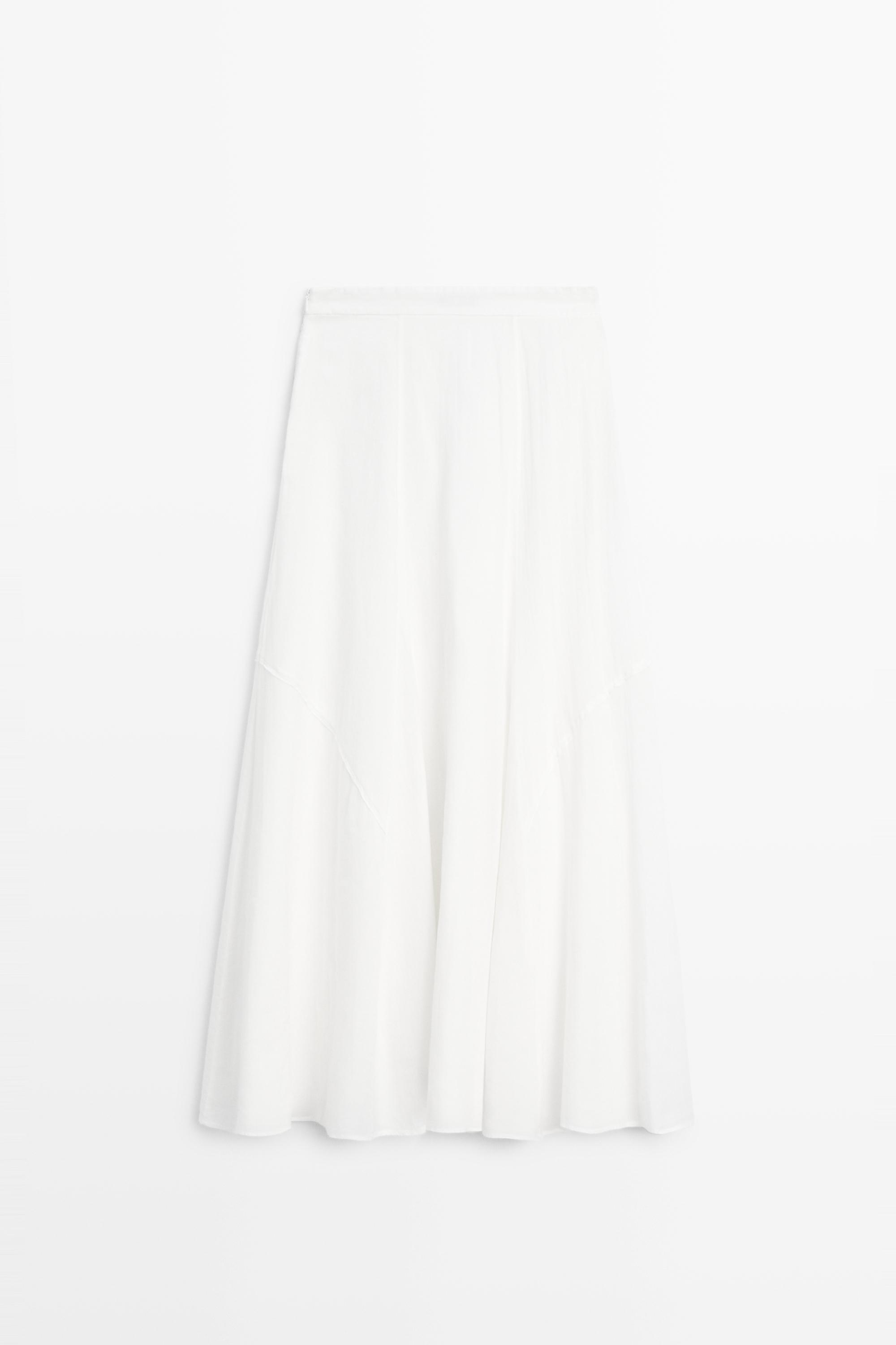 Flowing midi skirt with panel detail — WHITE