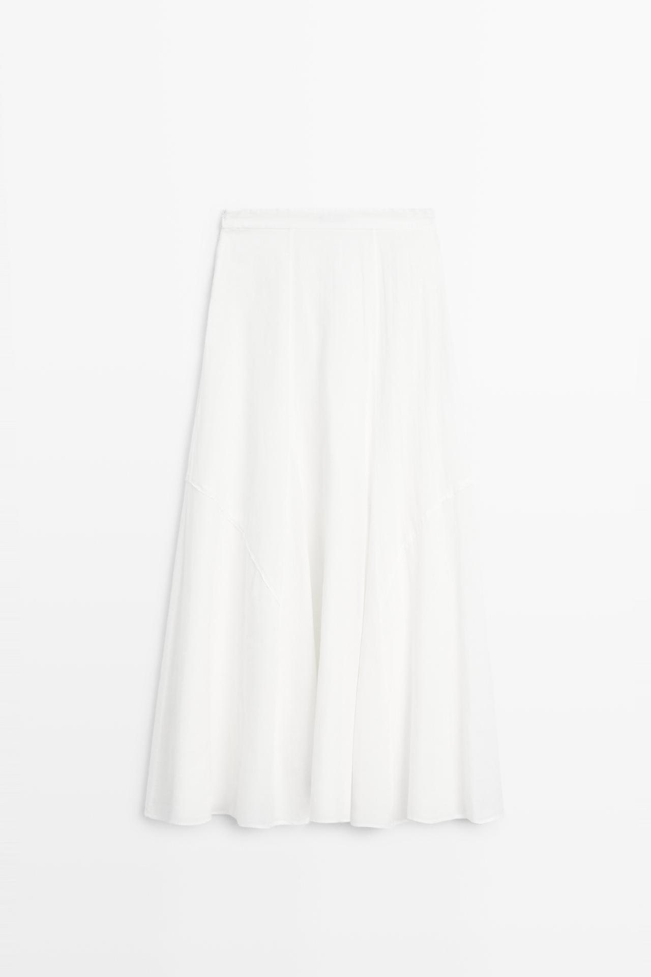 Flowing midi skirt with panel detail — WHITE