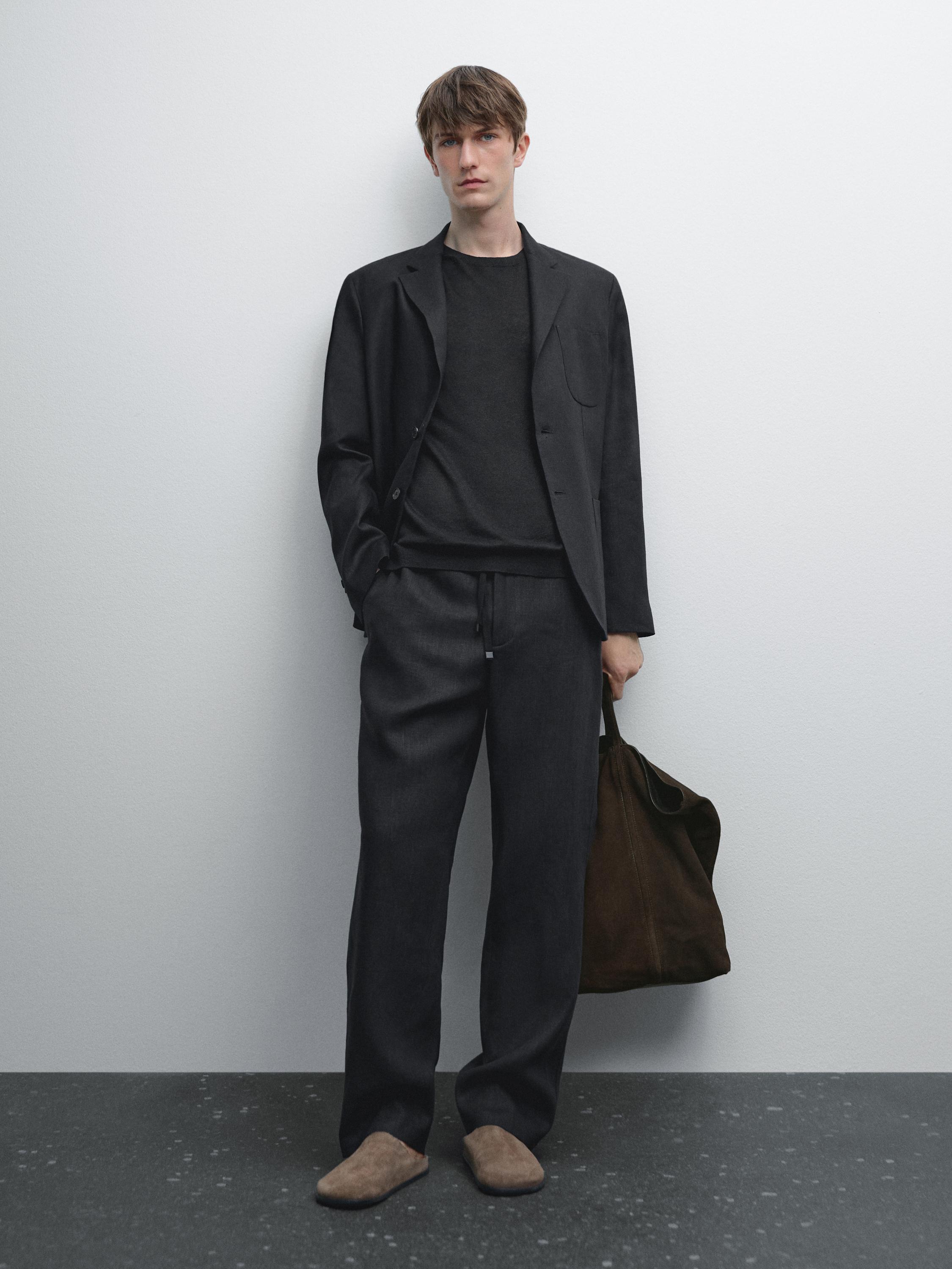 100% linen jogger trousers