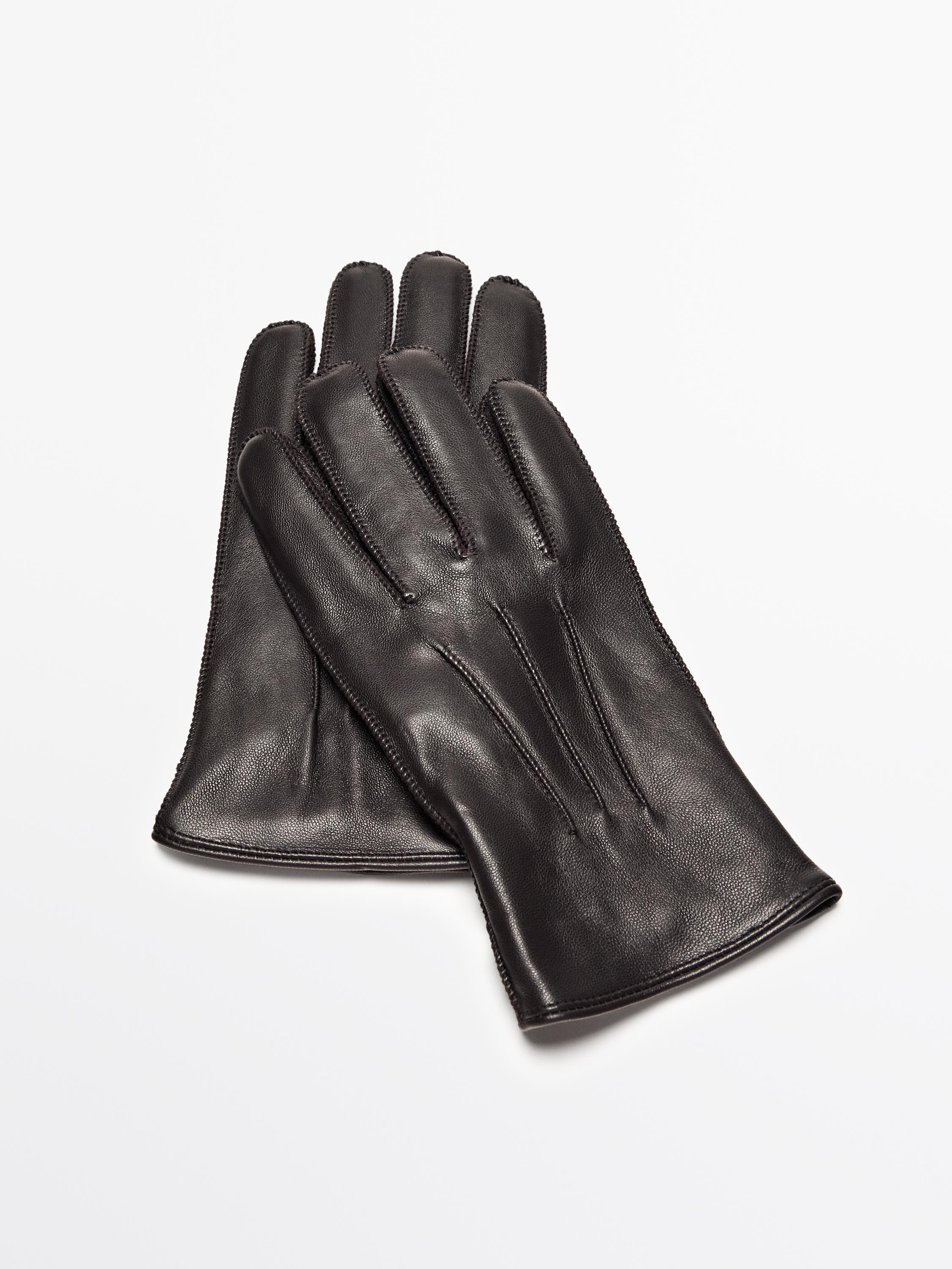 Leather gloves with nappa finish
