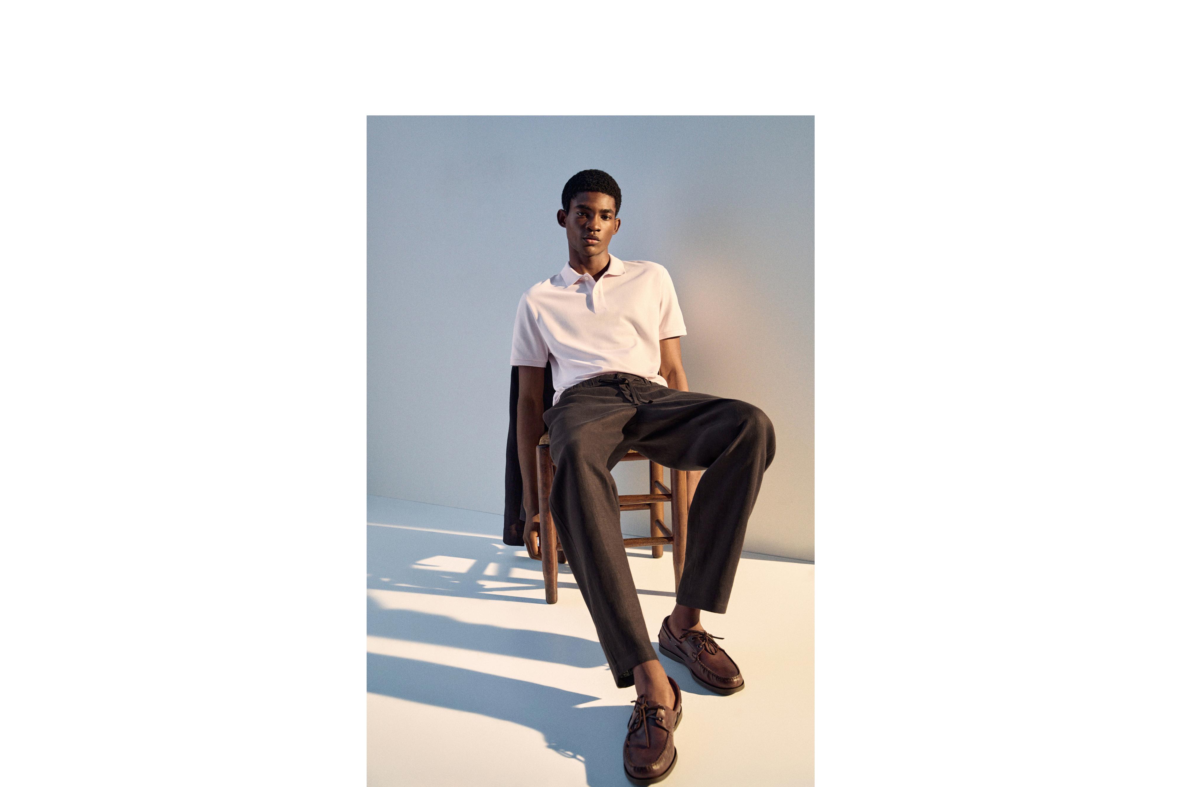Micro-textured cotton piqué polo shirt — ROSE PINK