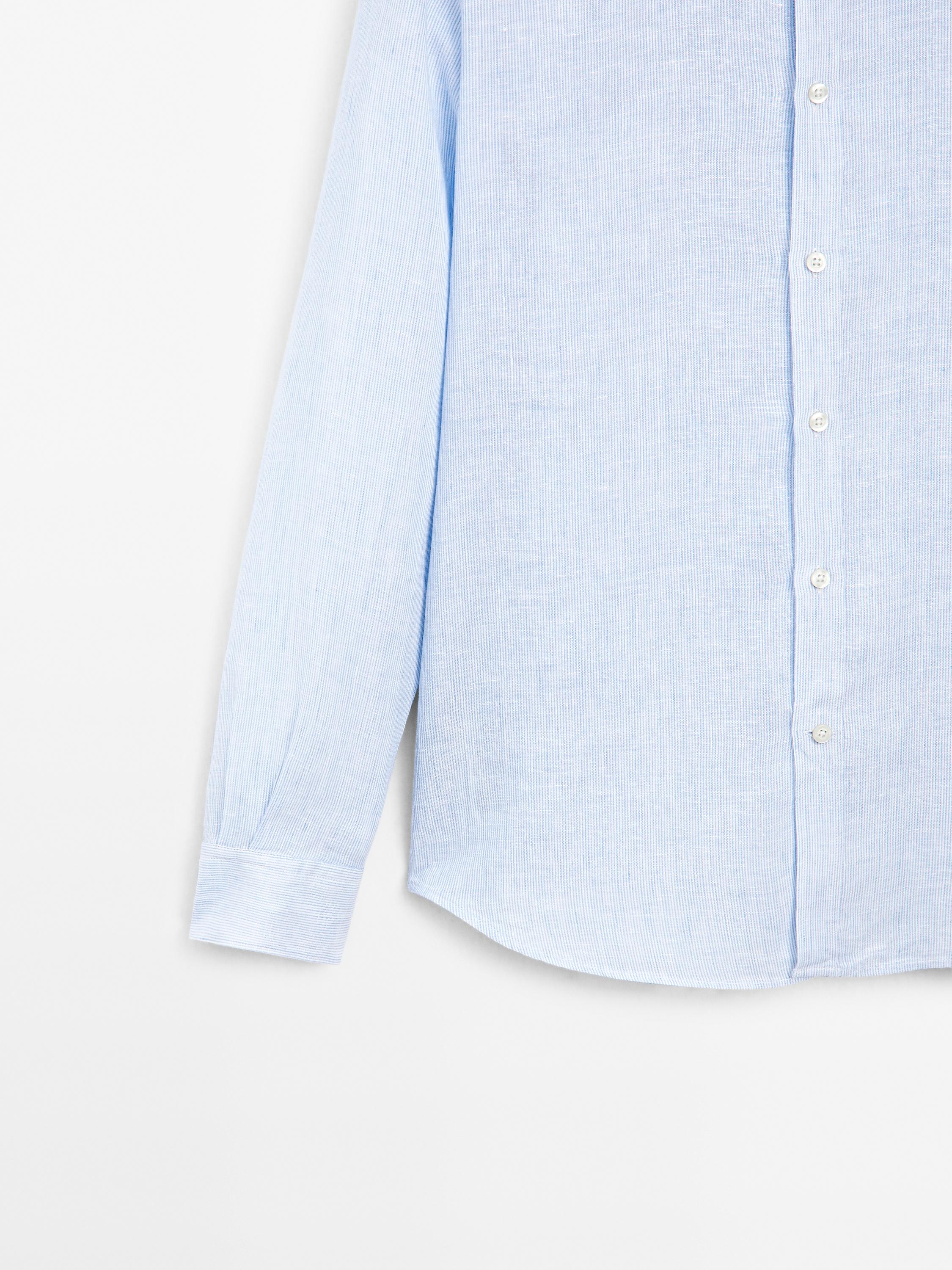 Slim fit striped 100% linen shirt