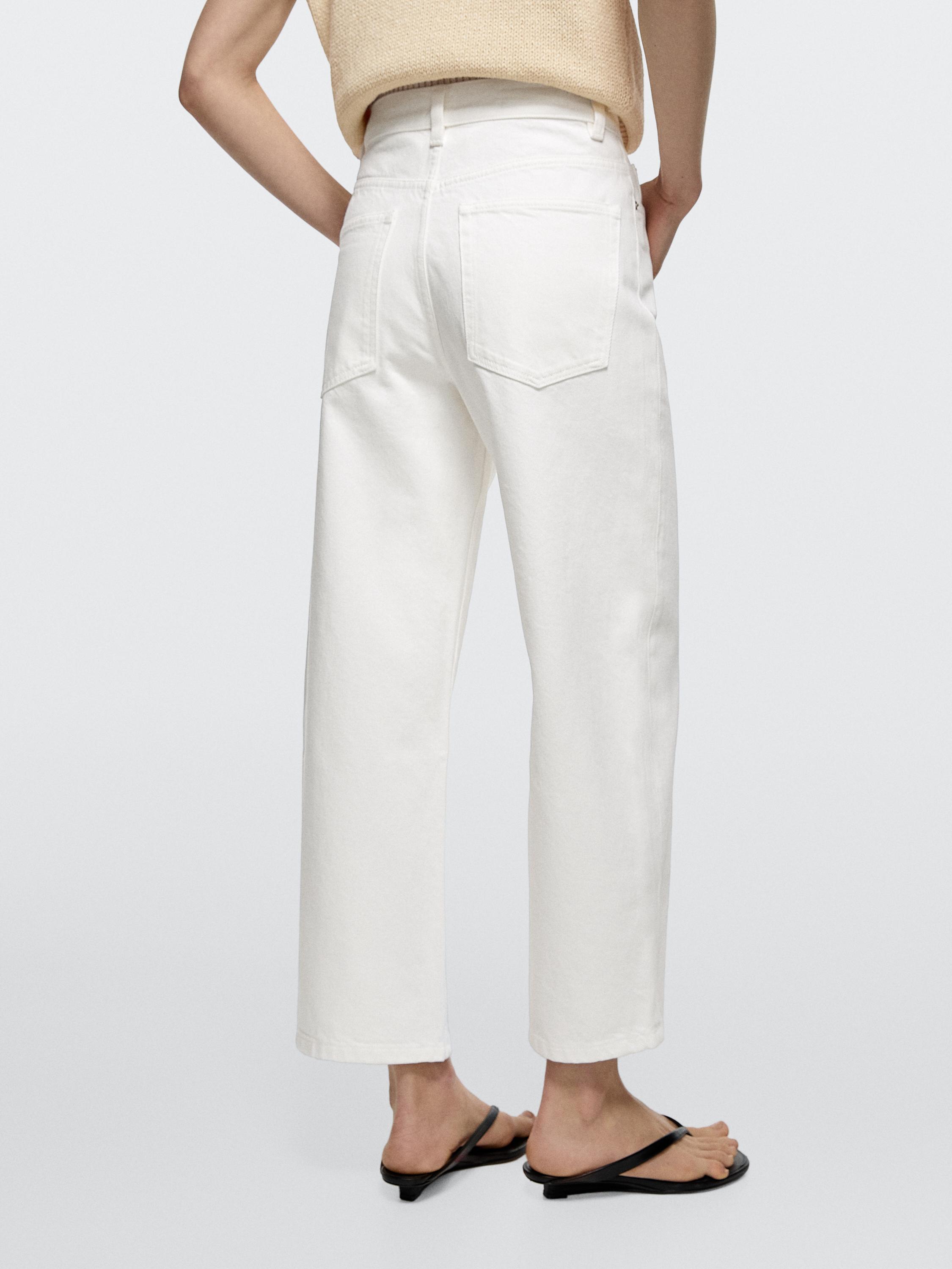 Mid-rise cropped wide-leg jeans — Off white