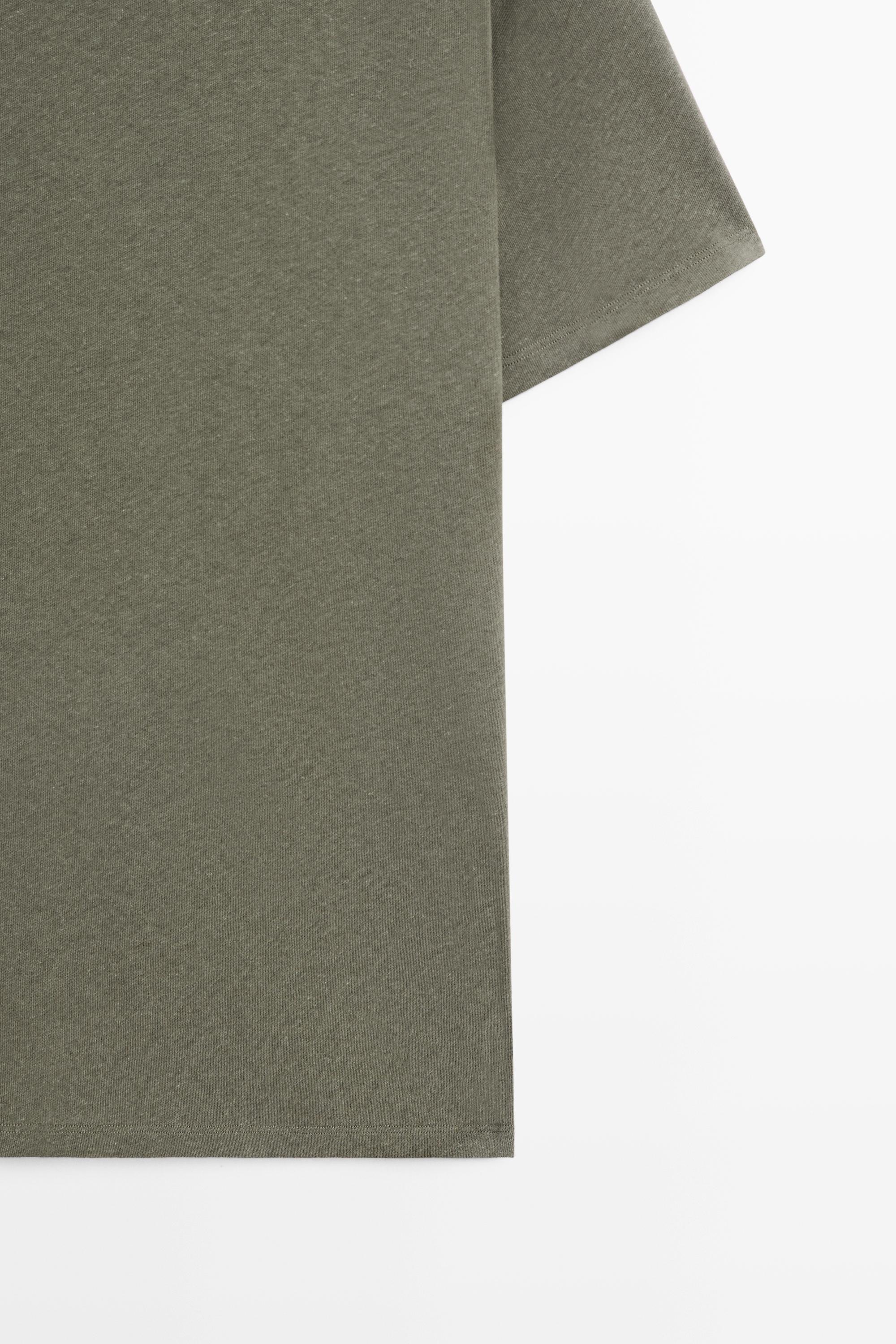 Linen and cotton double-collar T-shirt — KHAKI
