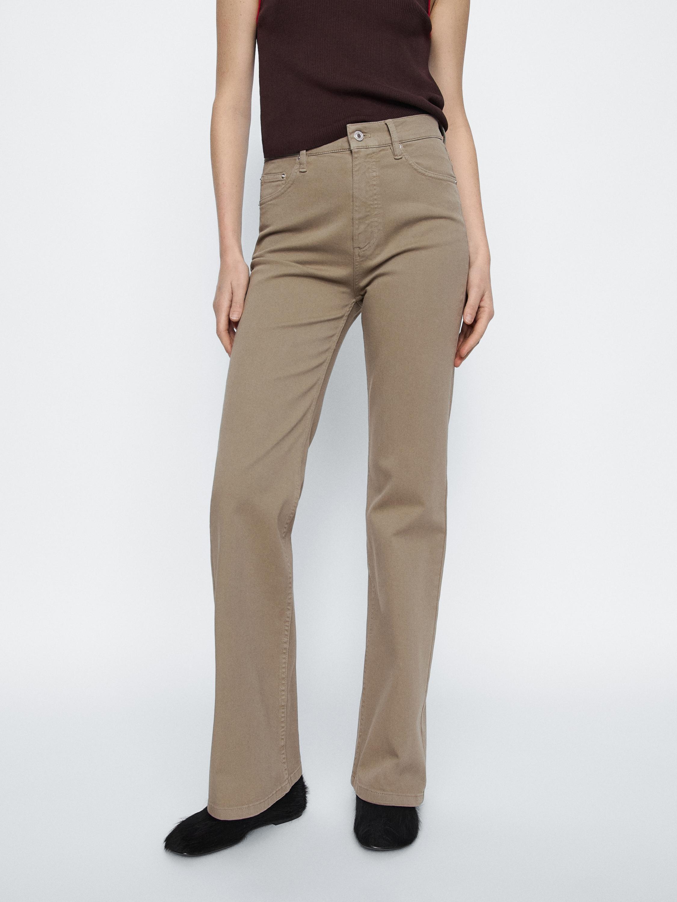 Straight-leg denim trousers with pockets