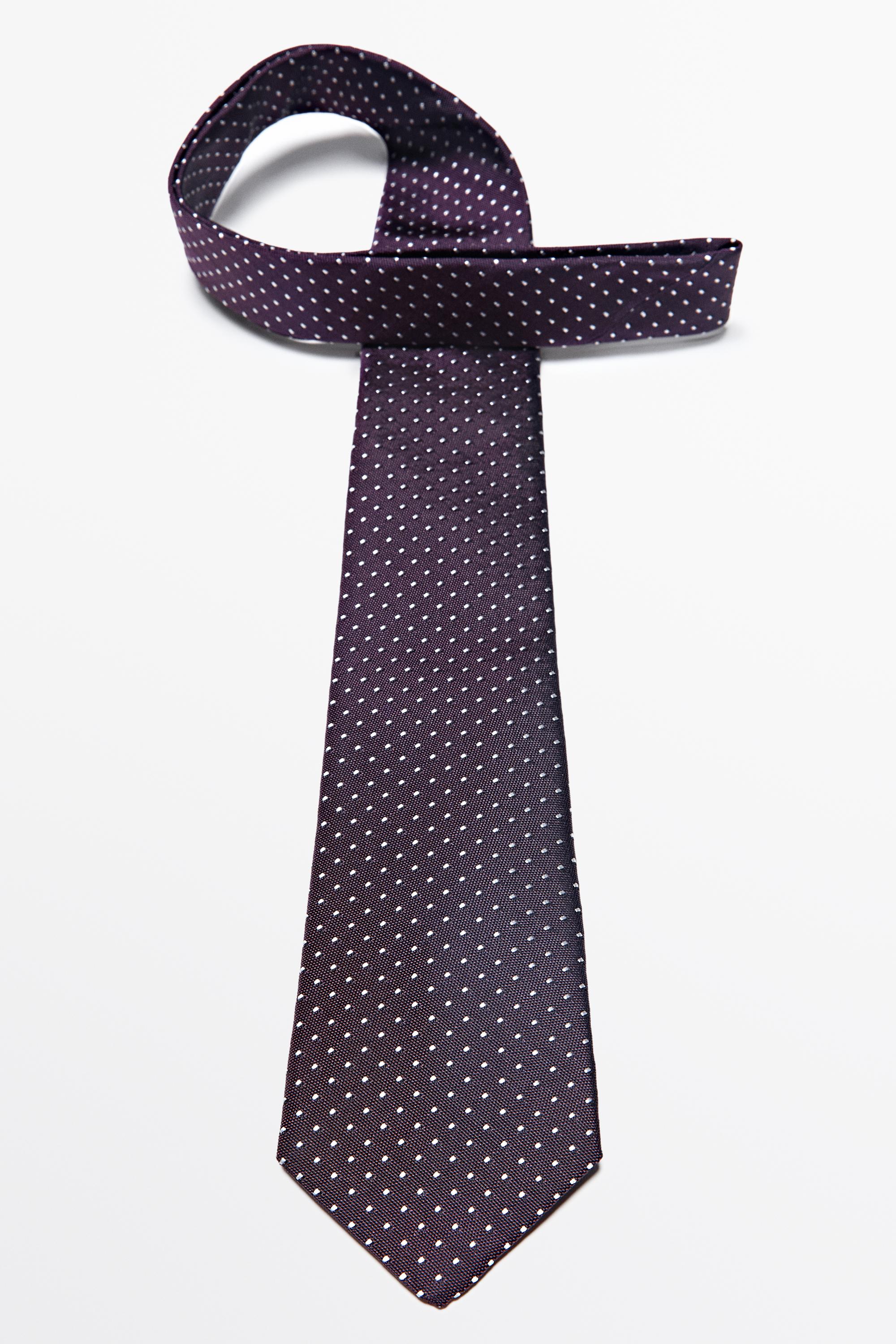 100% silk polka dot tie — BURGUNDY